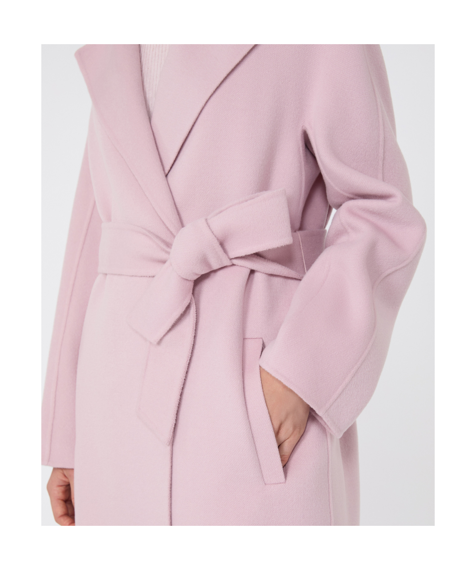 Max Mara Belted Wool Coat In Pink