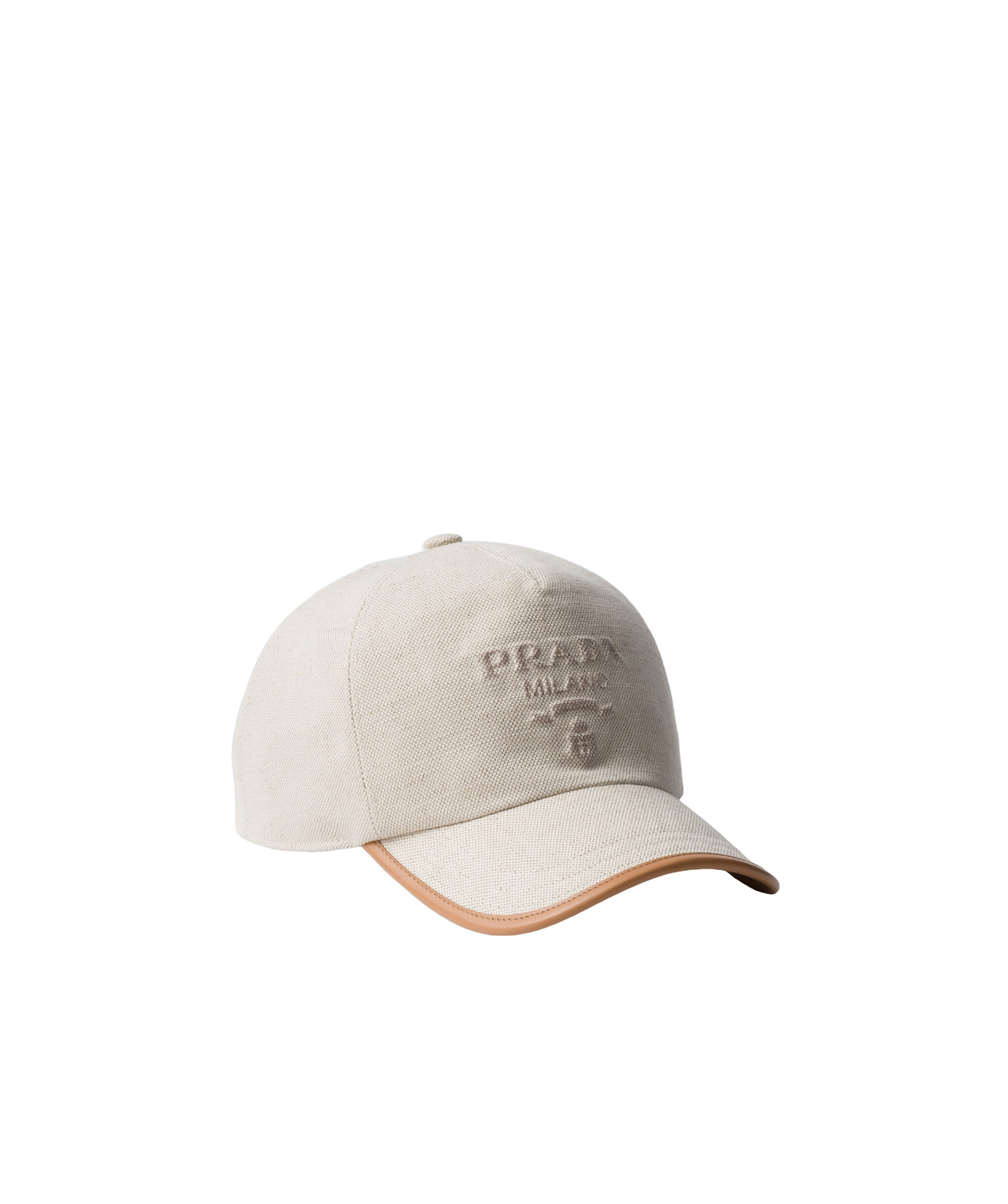 Prada Logo-embossed Cotton Cap In Natural Color