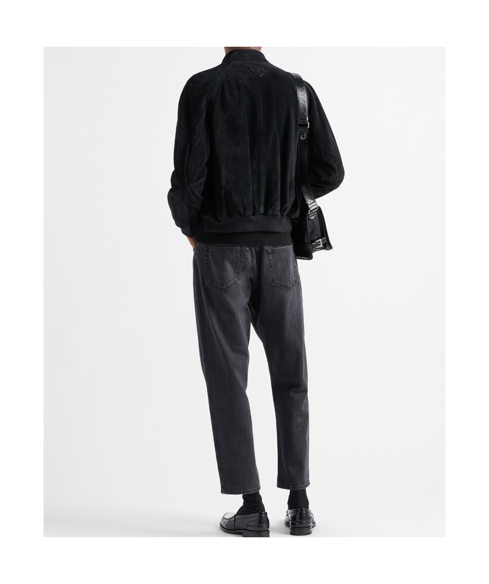 Prada Long-sleeved Leather Jacket In Black