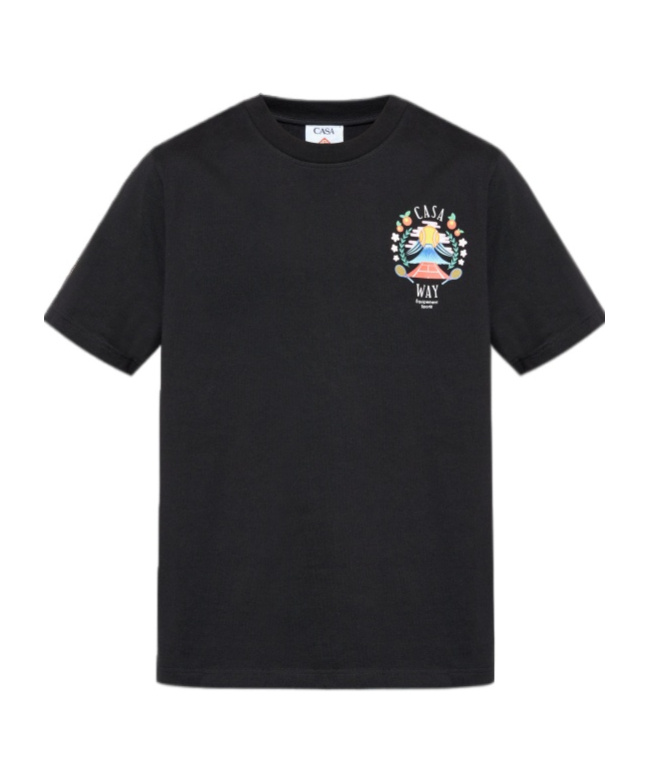 Casablanca Casa Way Mountain Printed Organic Cotton-jersey T-shirt In Black