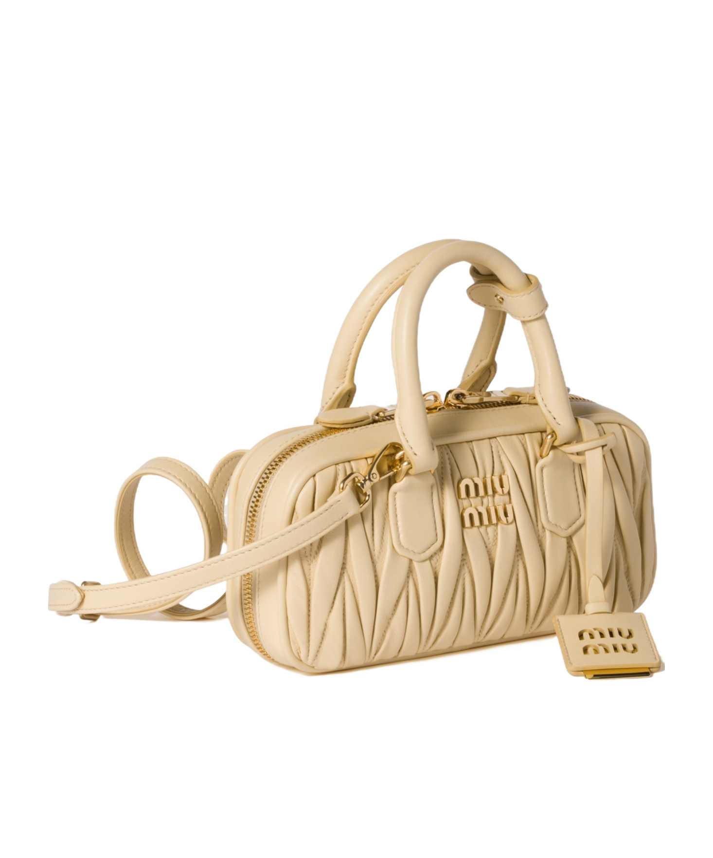 Miu Miu Arcadie Leather Handbag In Nude