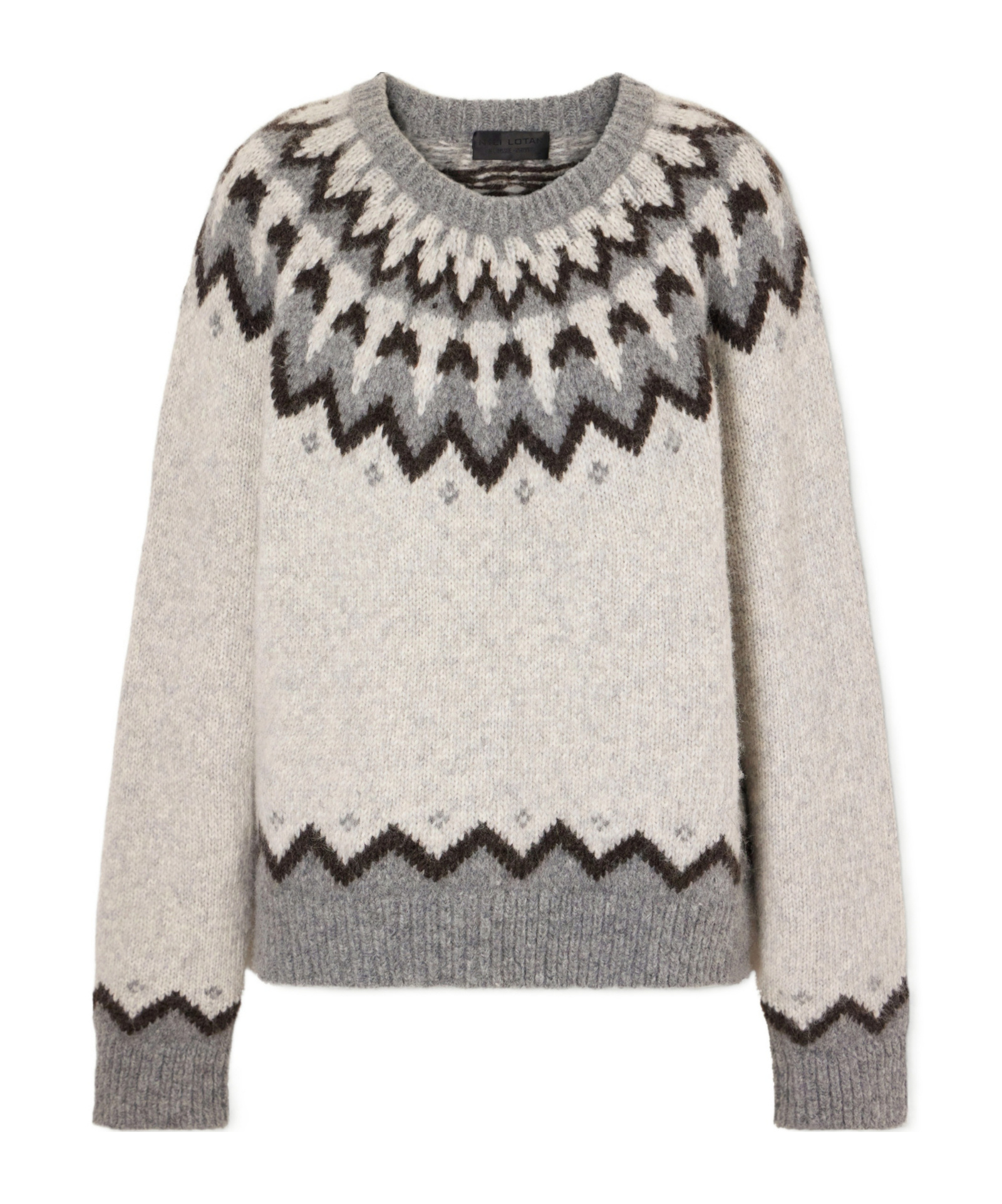 Nili Lotan Intarsia-knit Wool And Alpaca Blend Sweater In Grey