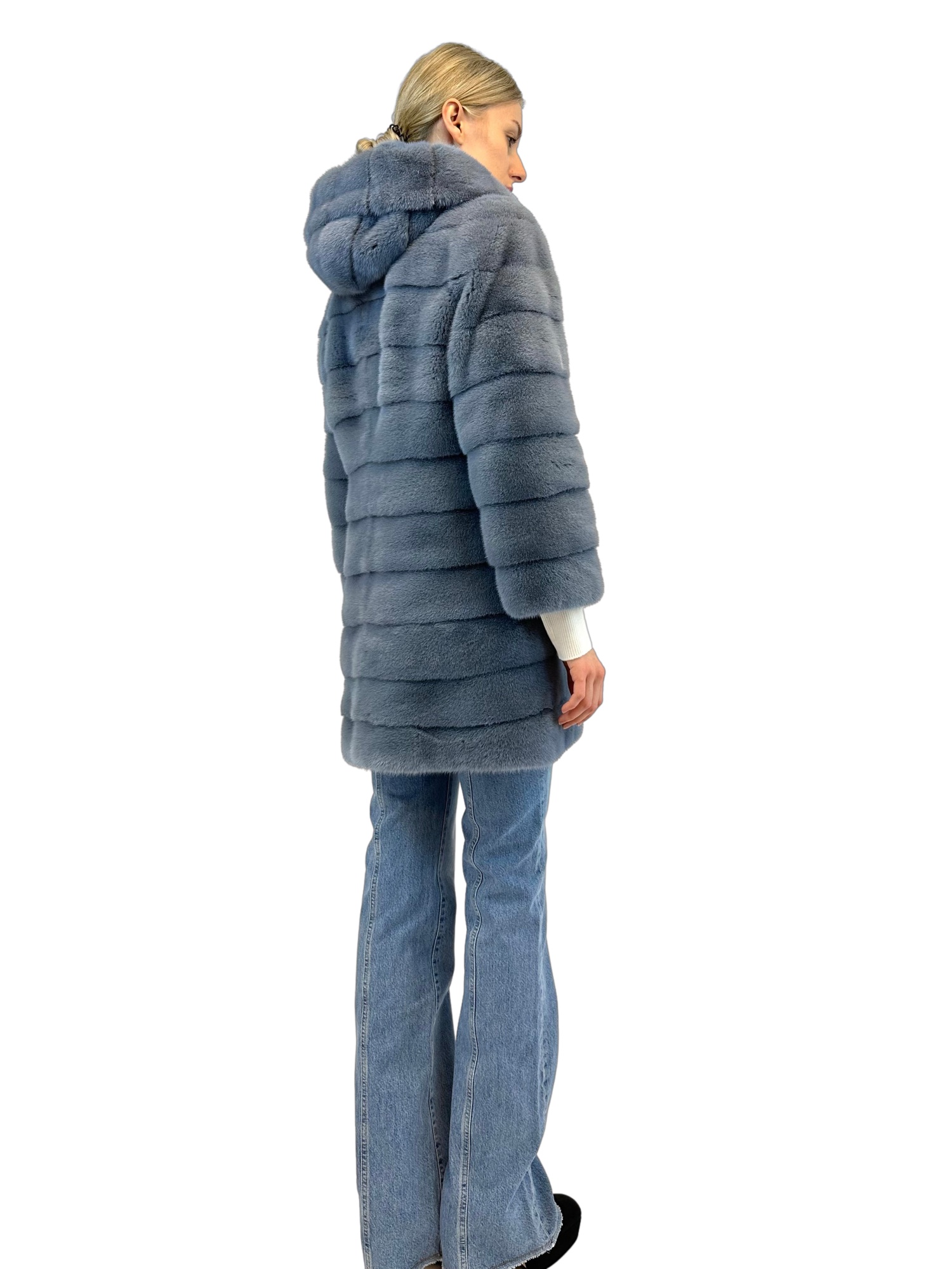 Liska Hooded Fur In Blue