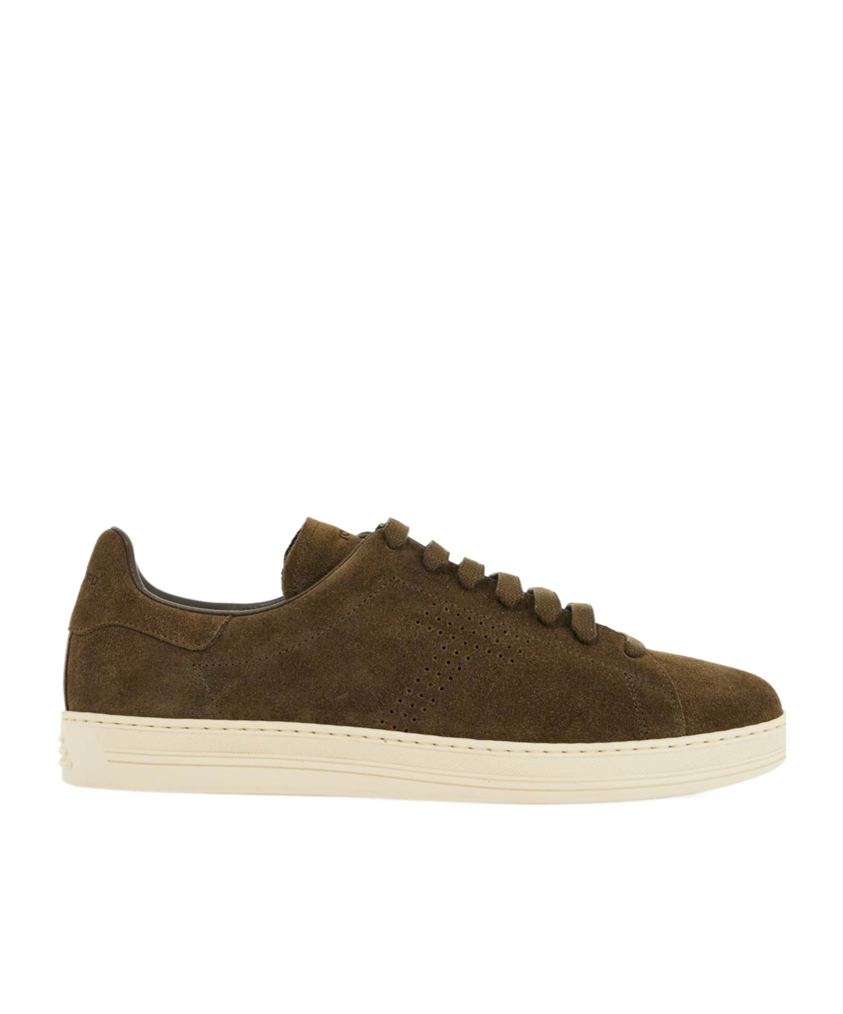 Tom Ford Khaki Suede Low Top Sneakers With Rubber Sole In Green