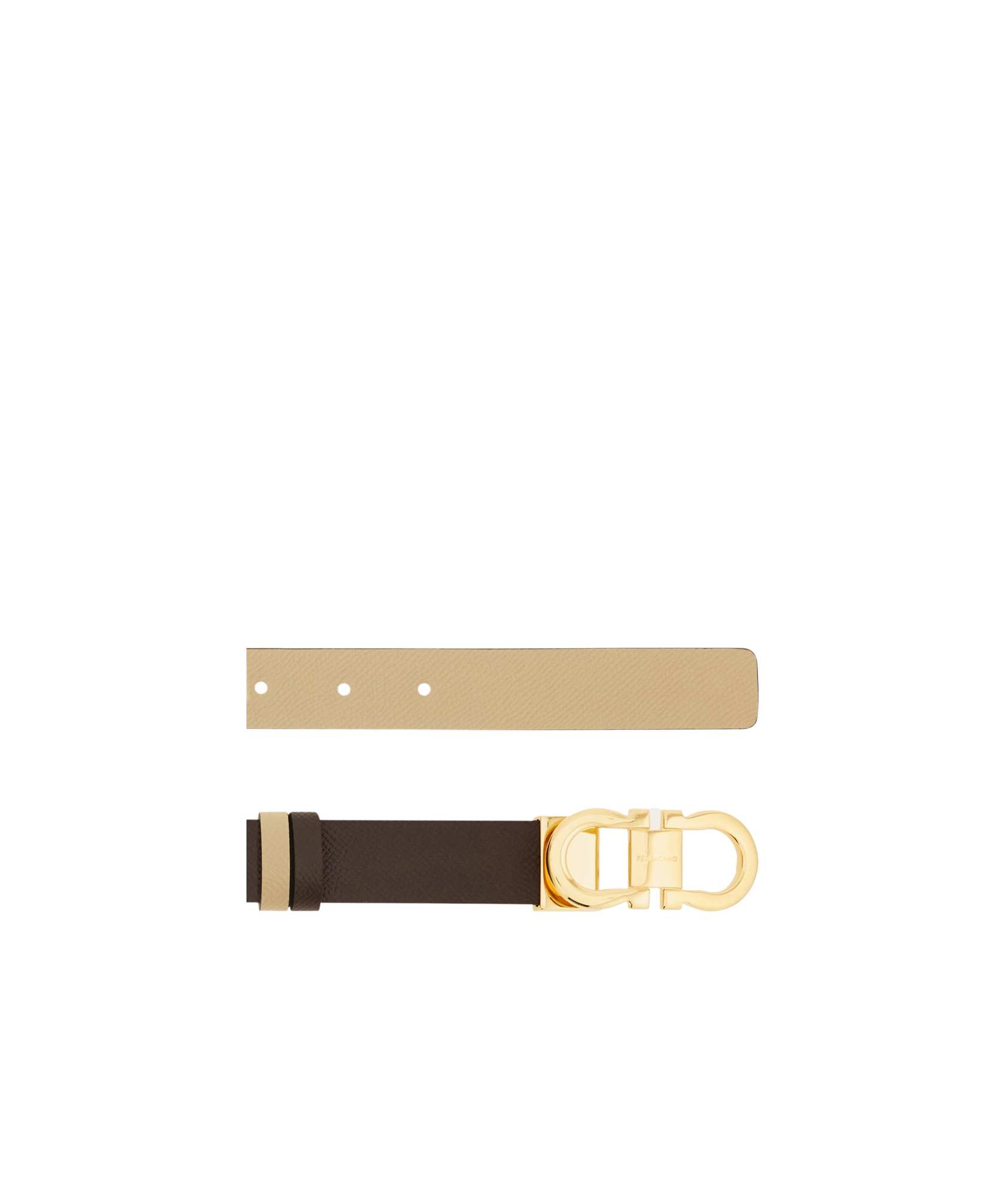 Ferragamo Black Reversible Gancini Belt In Nude