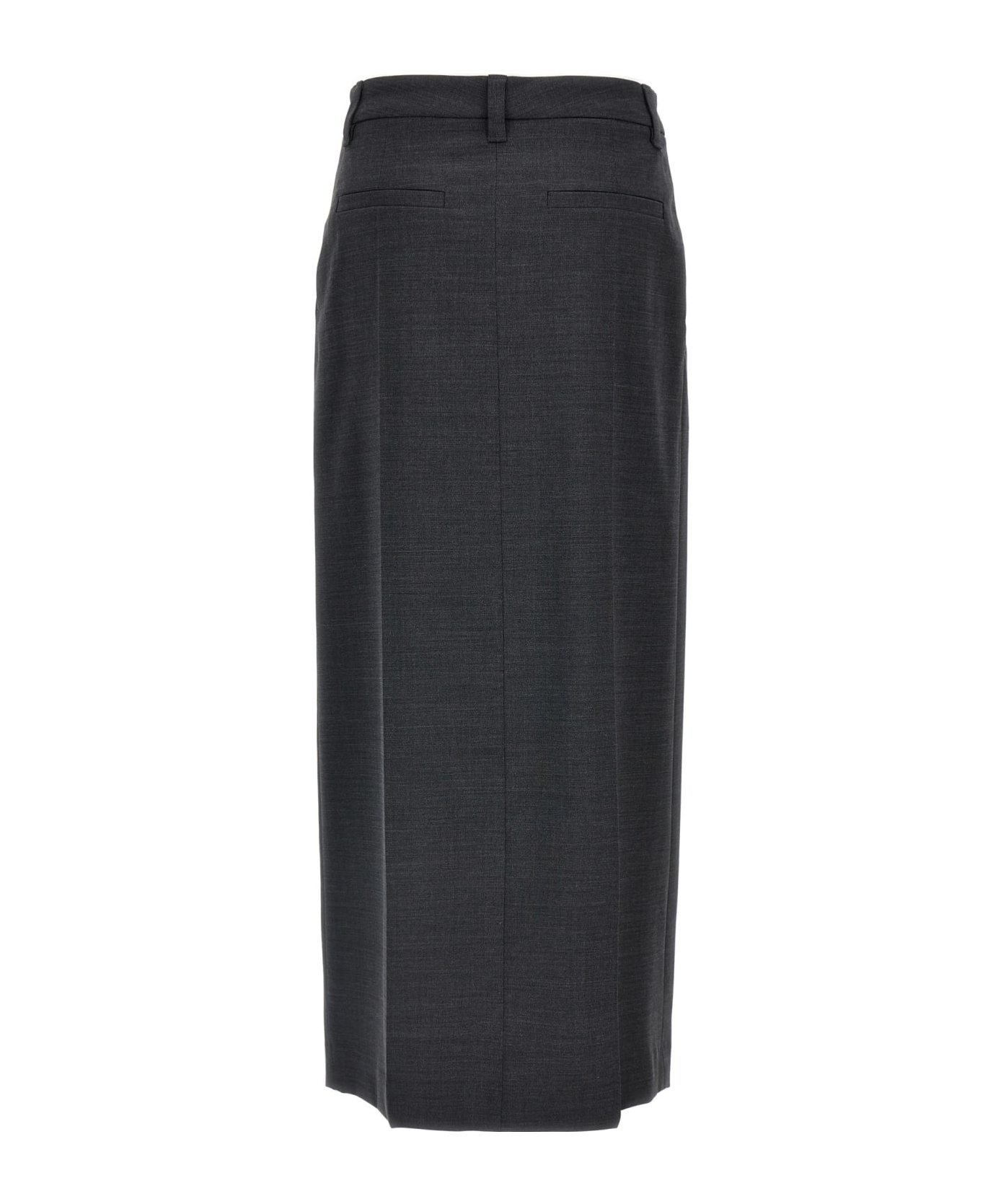 Brunello Cucinelli Women Sartorial Long Skirt In Virgin Wool Canvas In Black