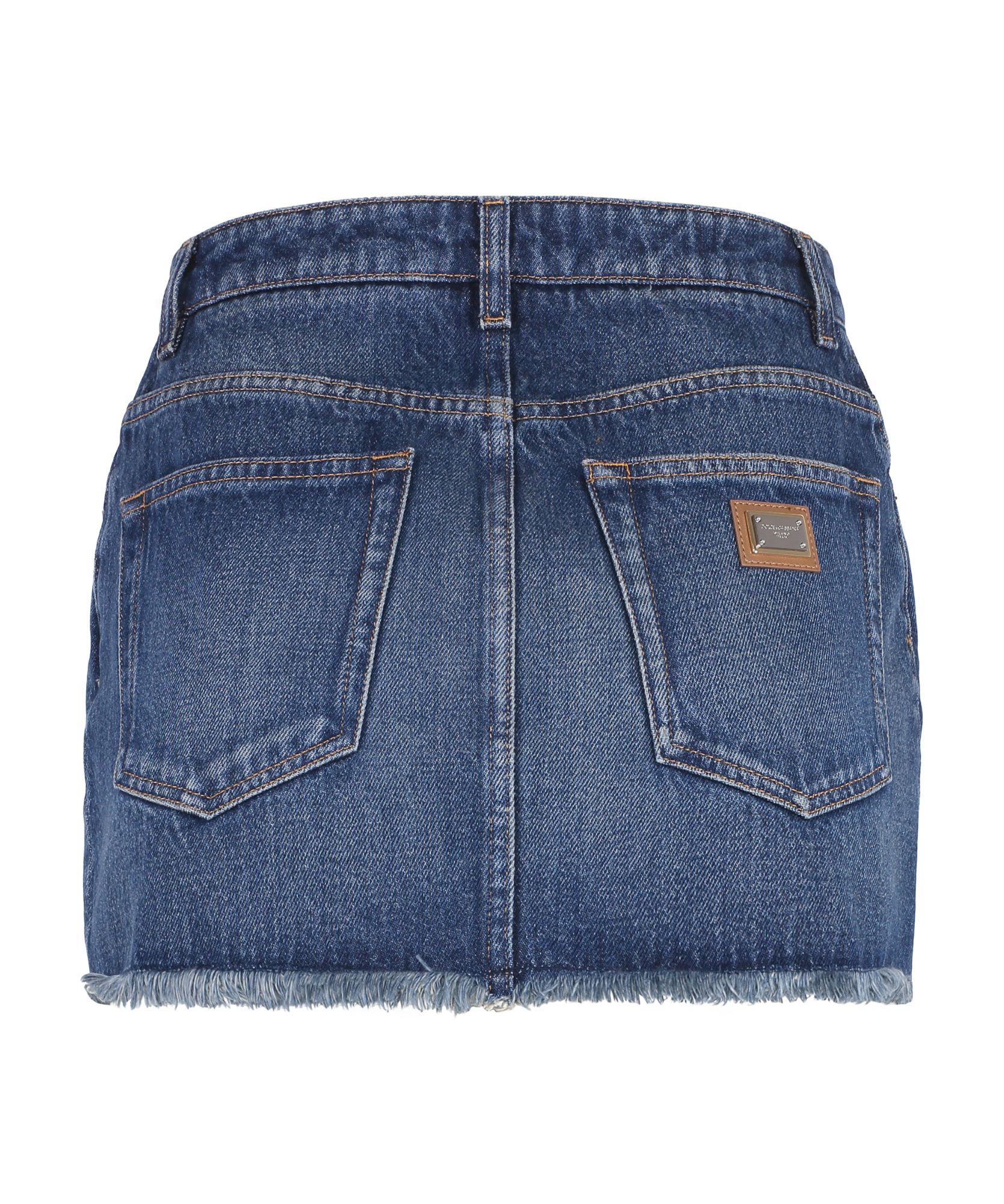 DOLCE & GABBANA DOLCE GABBANA FRAYED HEM DENIM MINI SKIRT