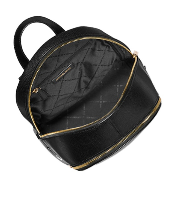 Michael Kors Rhea Medium Pebbled Leather Backpack In Black