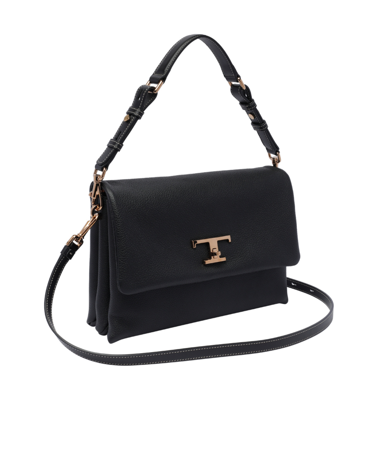 Tod's Logo-plaque Shoulder Bag In Black