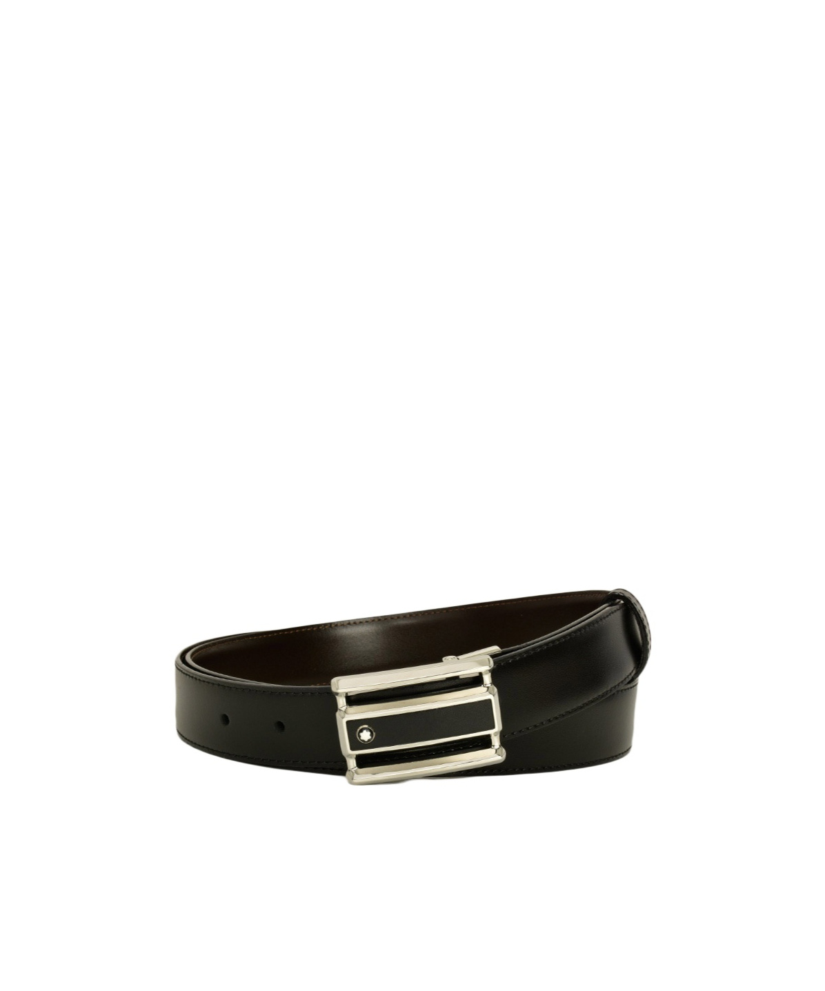 Montblanc Loop Buckle Double-sided Leather Belt In Black