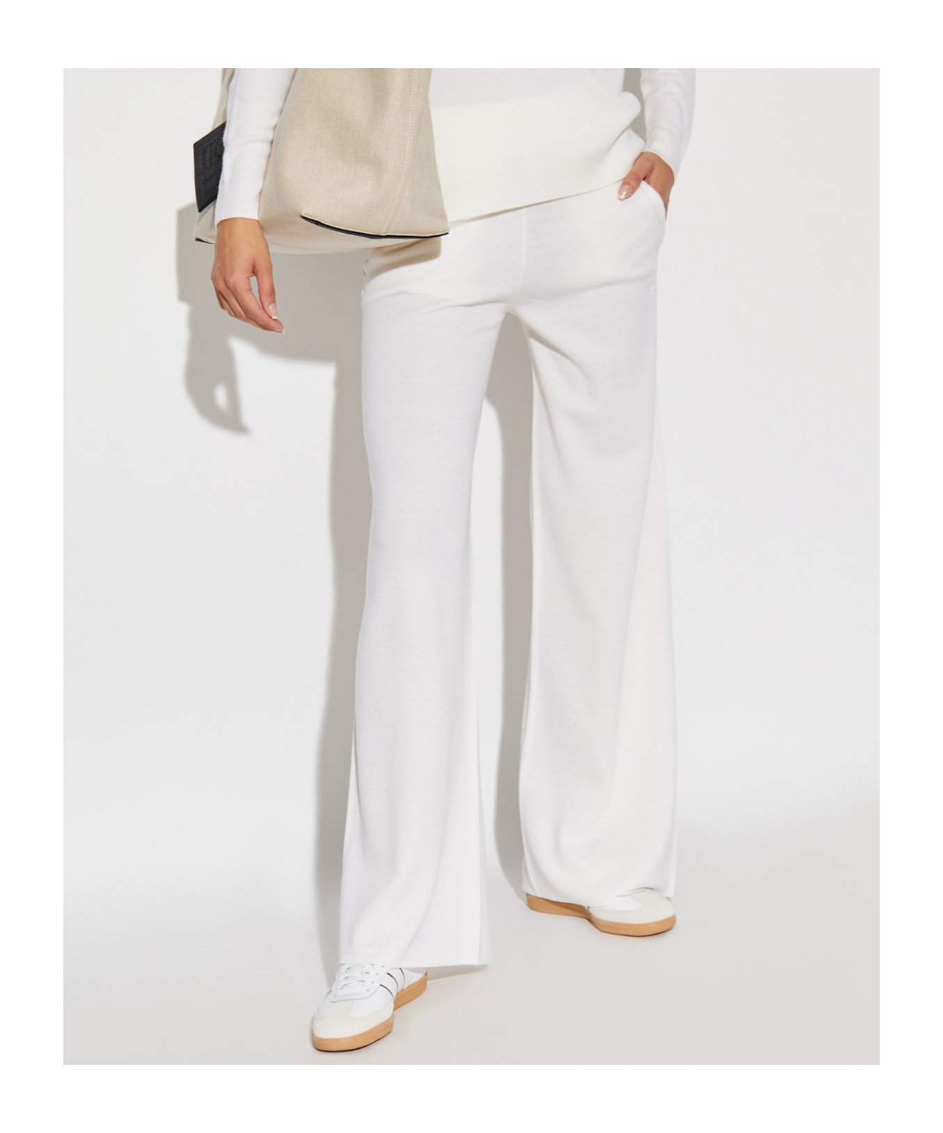 Max Mara Rio Cotton Blend Poplin Pants In White