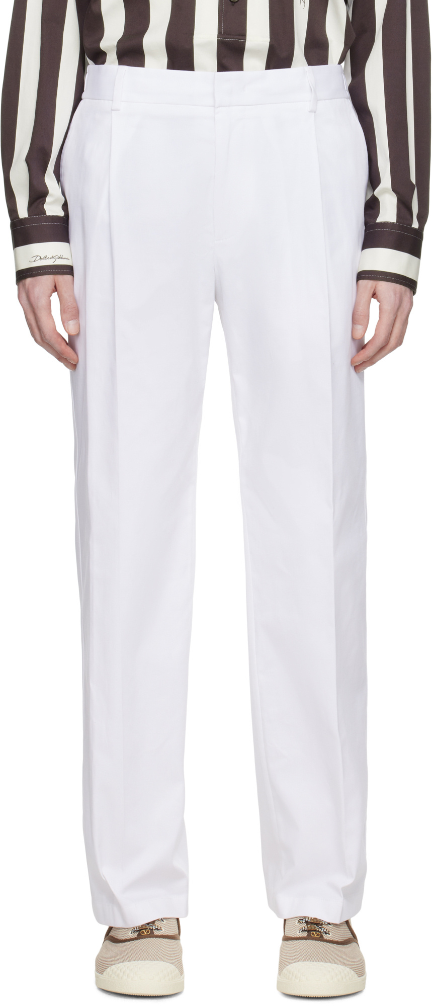 Dolce & Gabbana Belt Loops Slacks In White