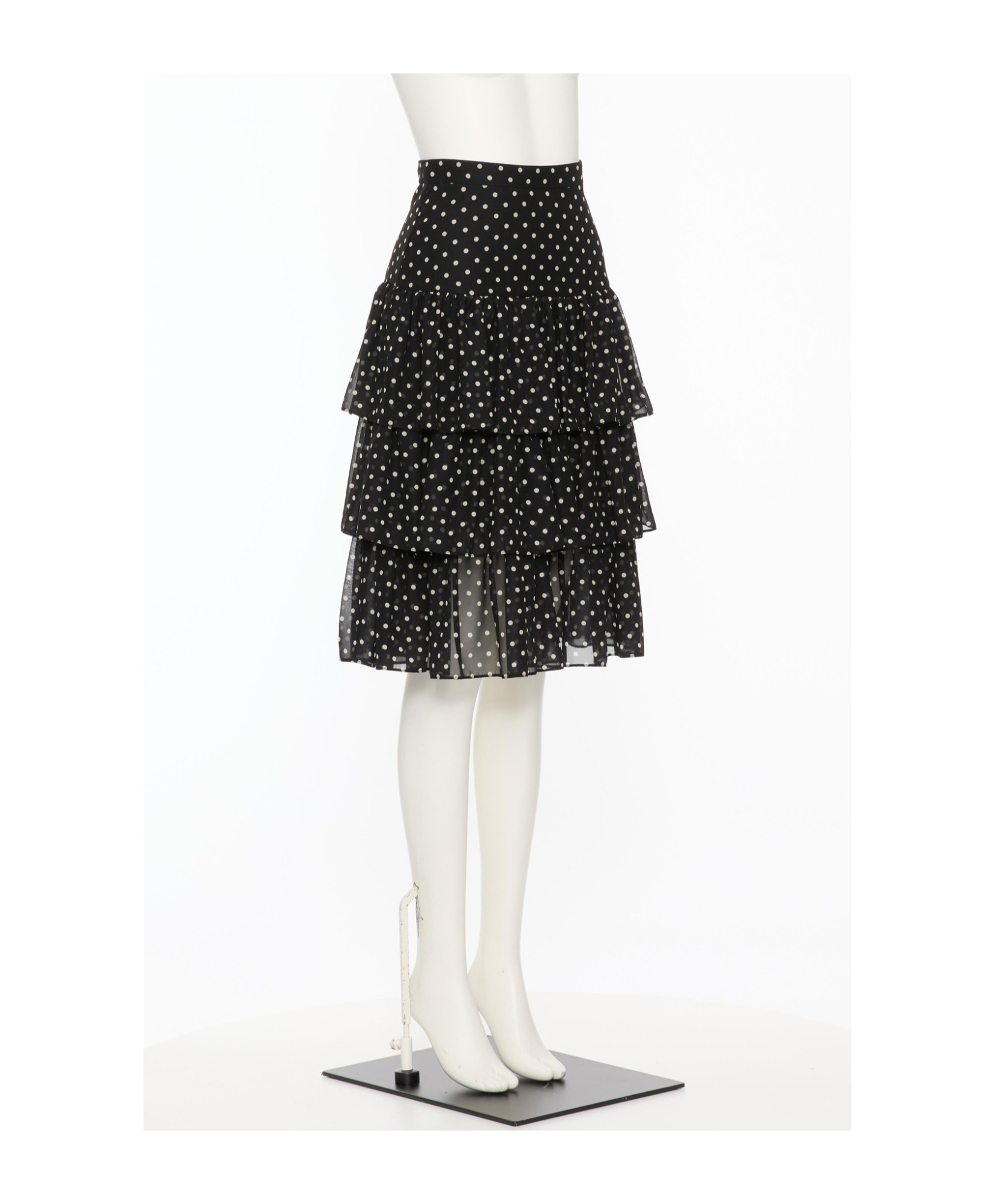 Valentino Layered High-waisted Skirts With Polka Dot Pattern In Black