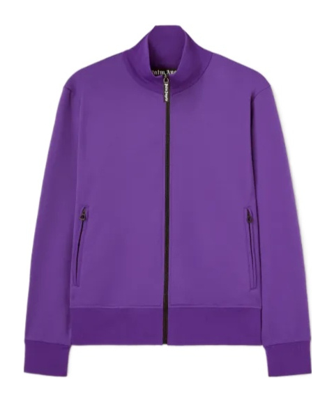 Shop Palm Angels Curved Logo Printed Track Jacket In Purple