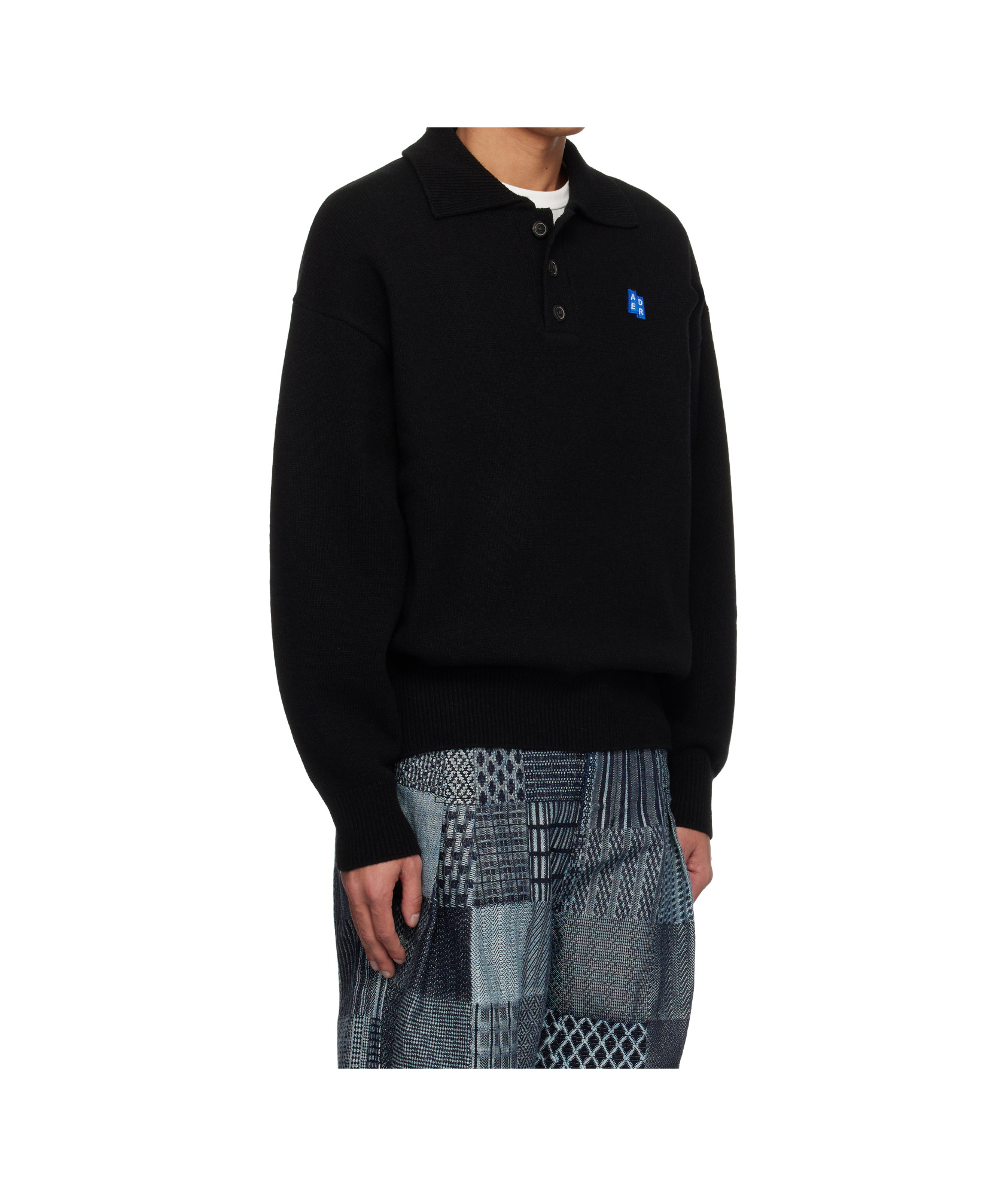 Ader Error Black Significant Trs Tag Knit 02 Polo In Black