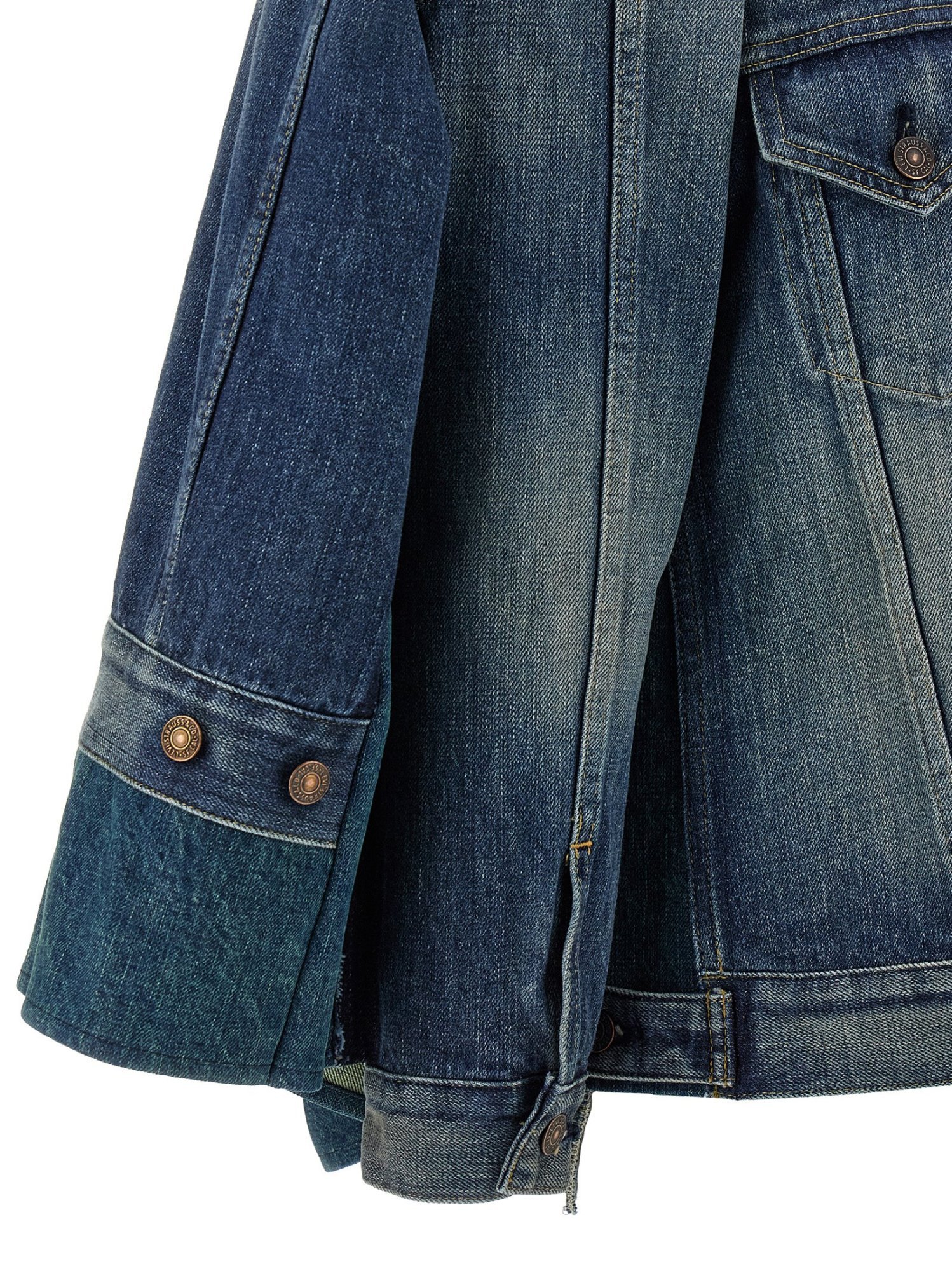 Junya Watanabe Double-layer Faded Denim Jacket With Chest Pockets