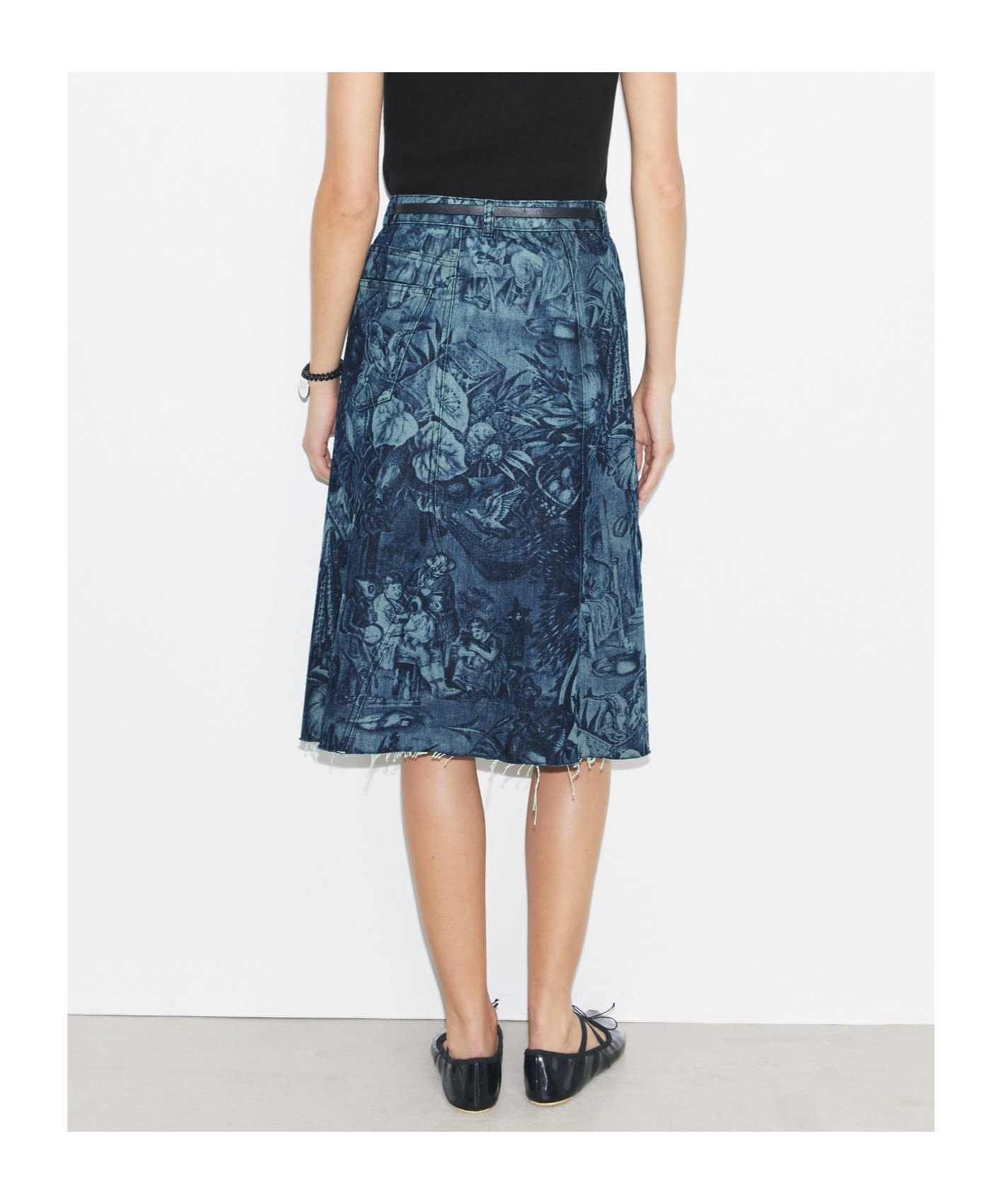 Tory Burch Printed Deconstructed Denim Skirt In Multi