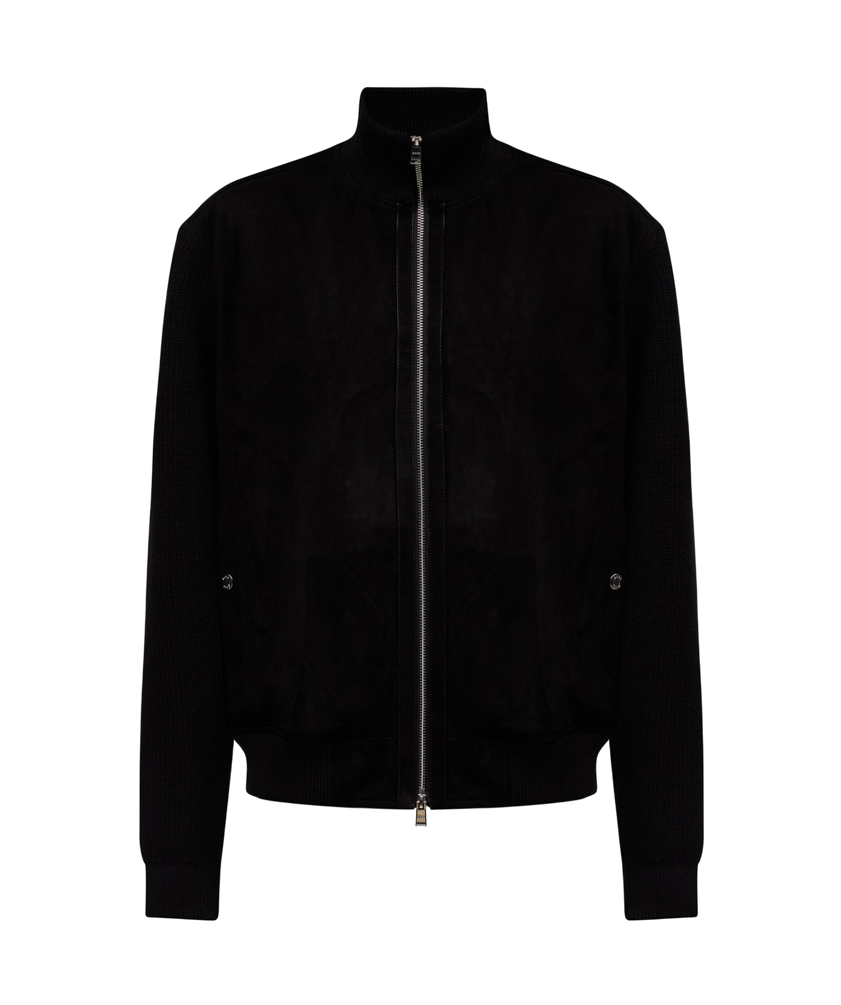 Hugo Boss Long Sleeve Leather Jacket In Black