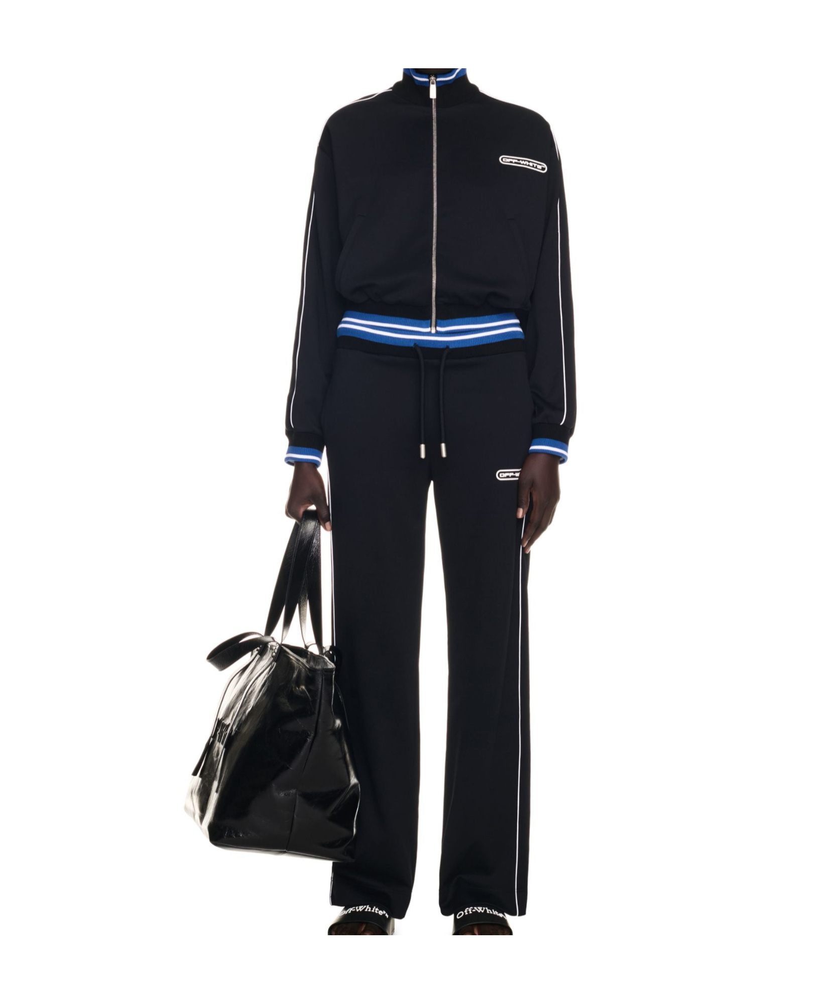 Off-white Printed Straight Track Pants In Black