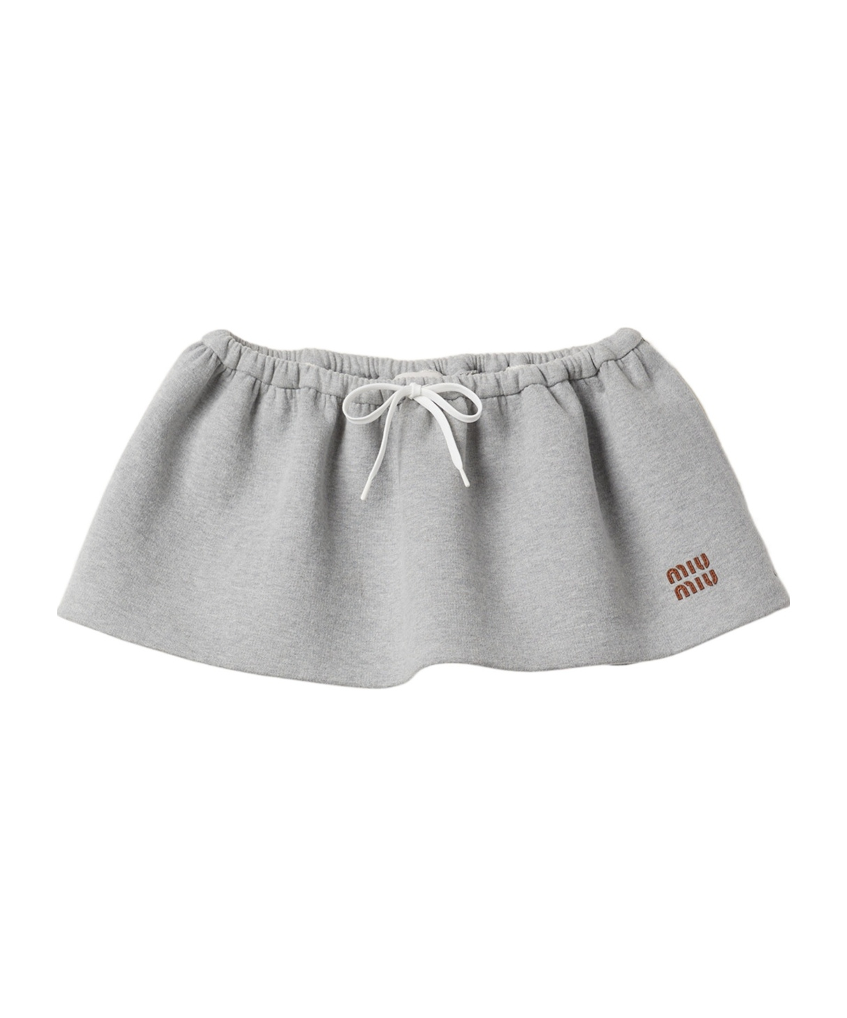 Miu Miu Logo-patch Cotton Skirt In Gray