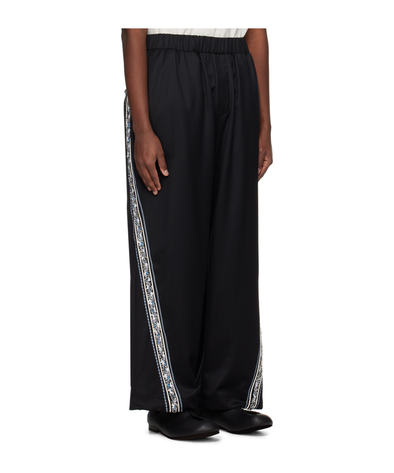 Ader Error Striped Logo Casual Pants In Black