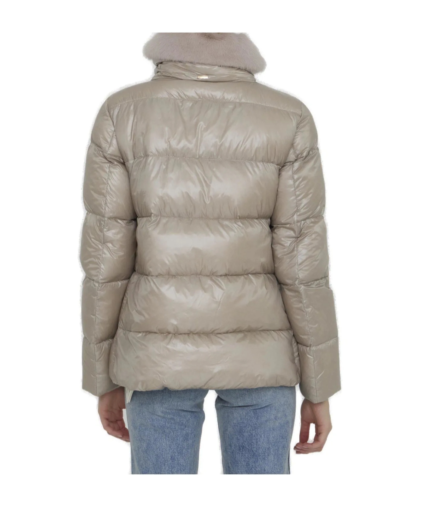 Herno Down Jacket In Nylon And Eco-fur In Gray