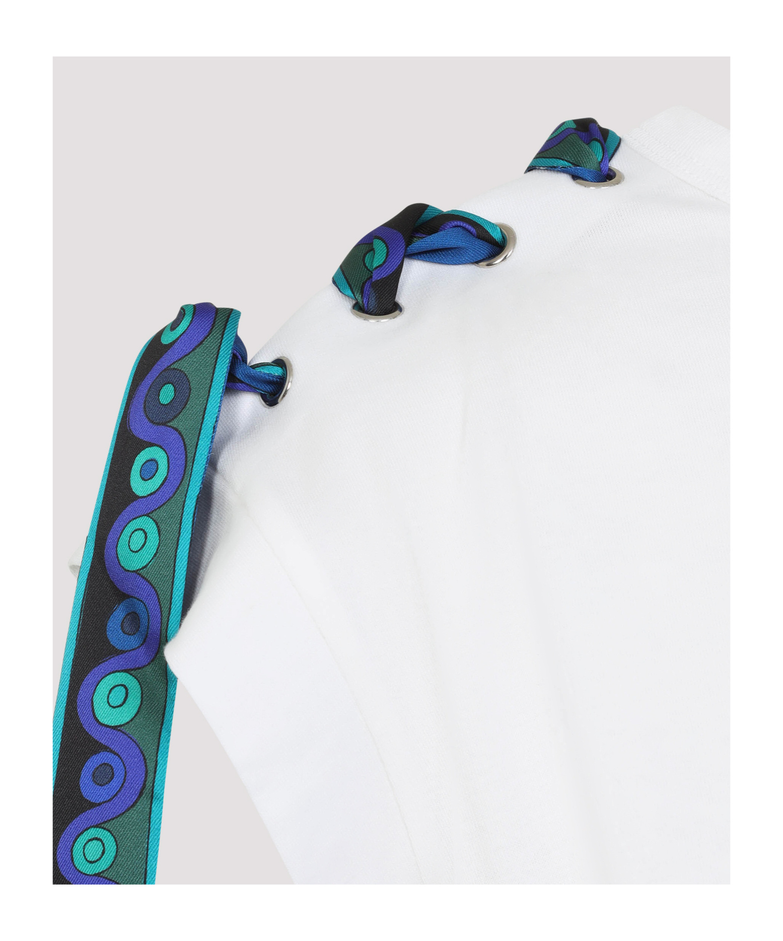 Emilio Pucci Short Sleeve T-shirt With Printed Drawstring In White