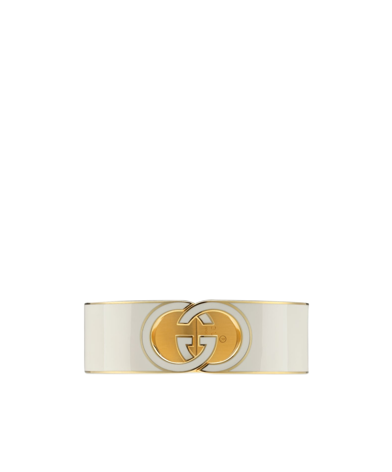 Gucci Interlocking Enamel Cuff Bracelet In White