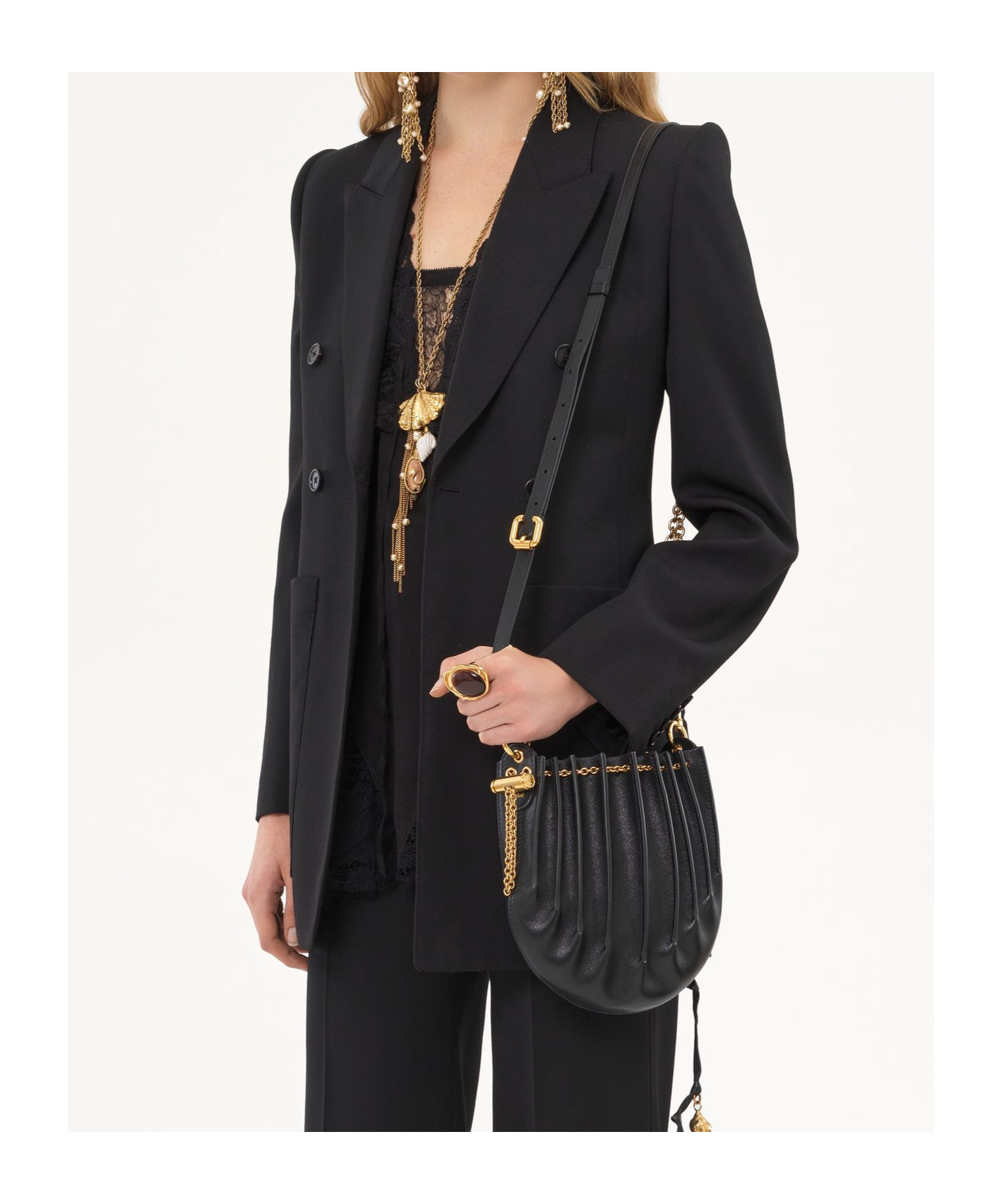 Chloé Chloe Women Black Leather Sea Treasures Crossbody Bag In Black