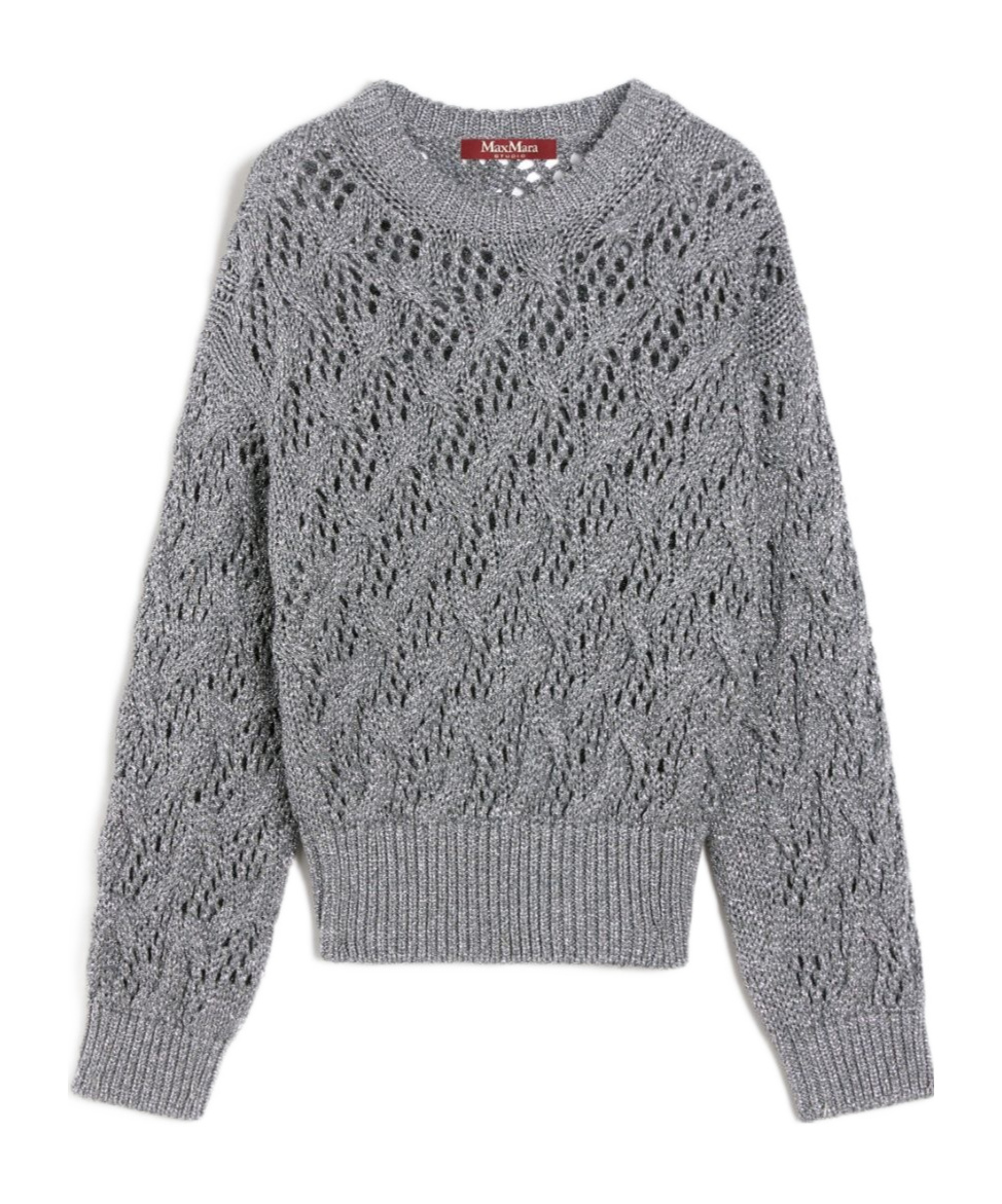 Max Mara Studio Crewneck Knitted Jumper In Gray