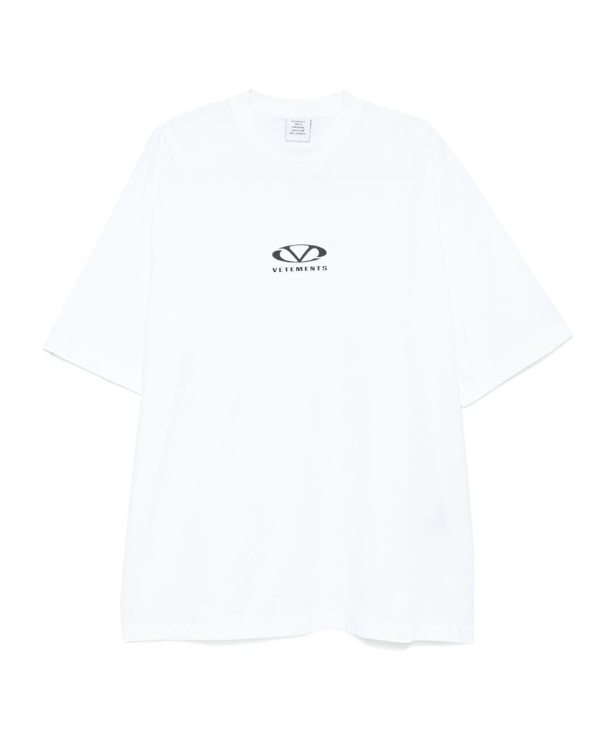 Vetements Short Sleeves Unisex Cotton Blend T-shirt In White