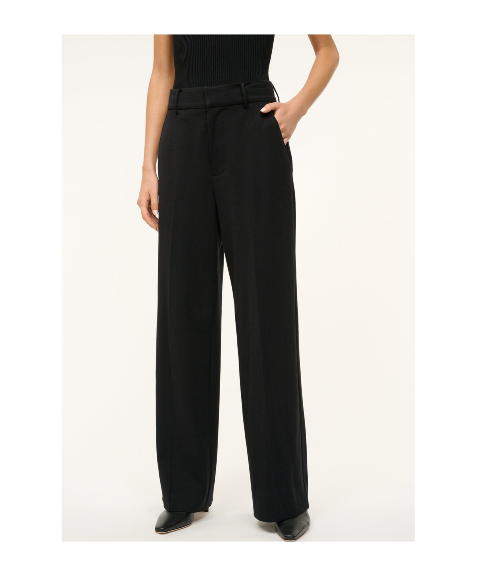 Staud Belt-loop Casual Pants In Black