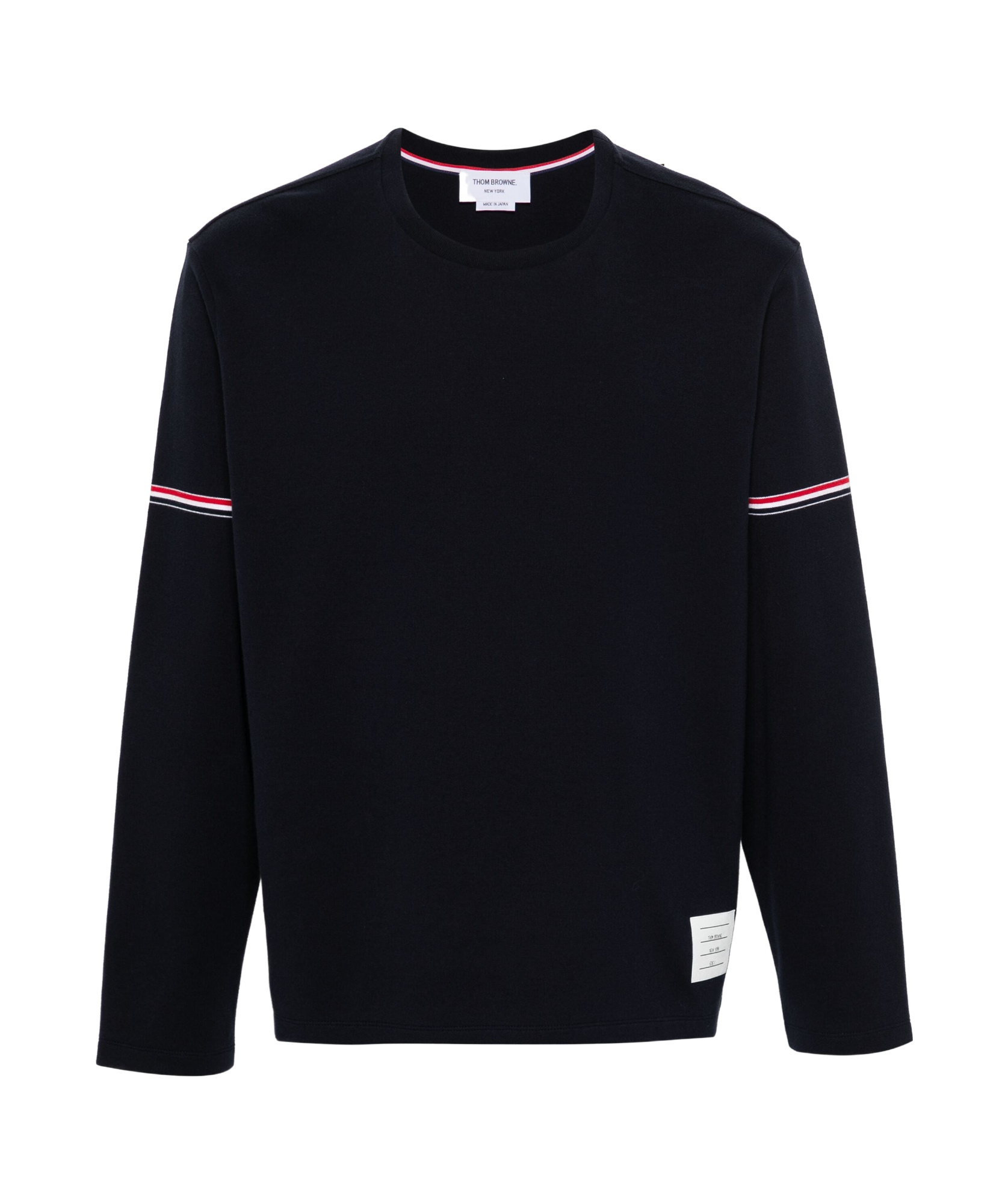 Shop Thom Browne Rwb Stripe Cotton T-shirt In Black