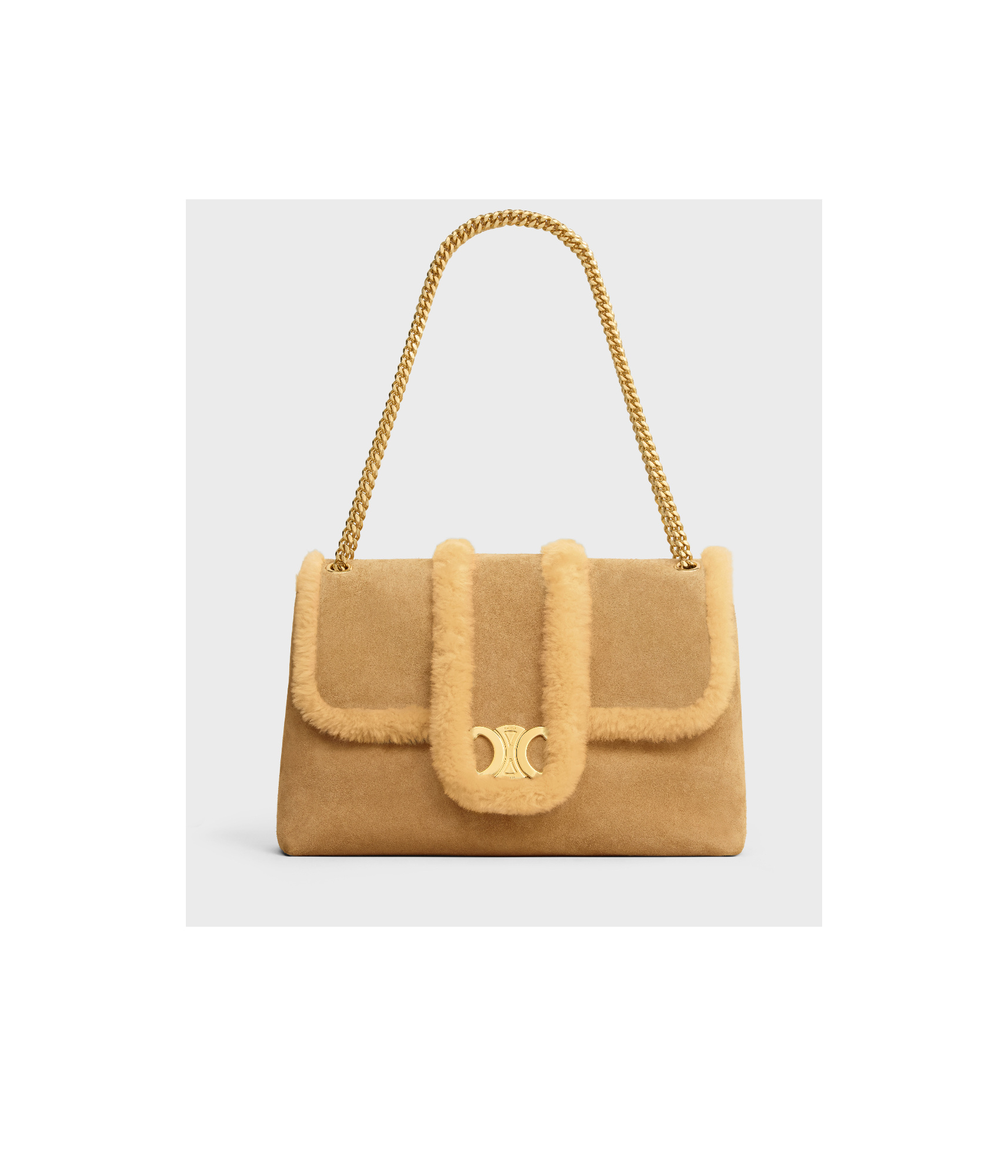 Celine Large Flip Shoulder Bag In Nude