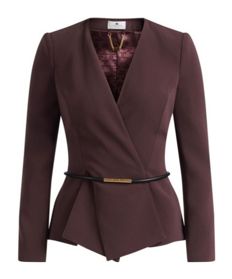 Elisabetta Franchi Belt Lightweight Crêpe Jacket In Purple
