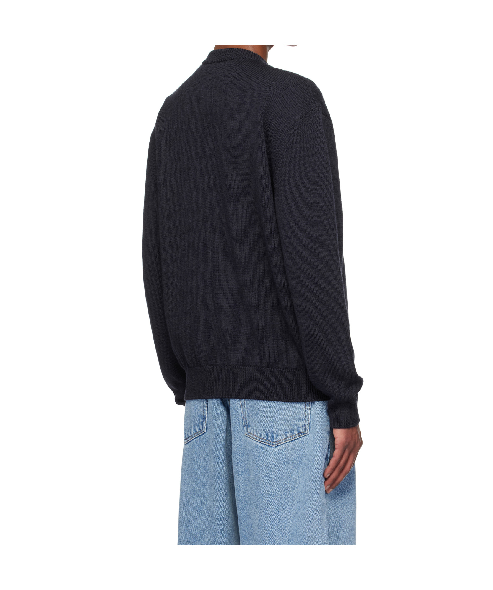 Y/project Navy Pinched Logo Sweater In Blue