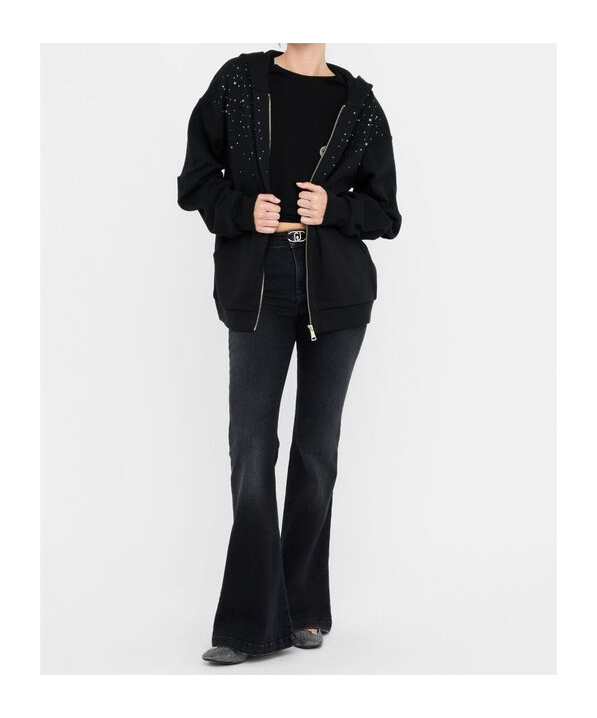 Liu •jo Crystal Embellished Hoodie In Black
