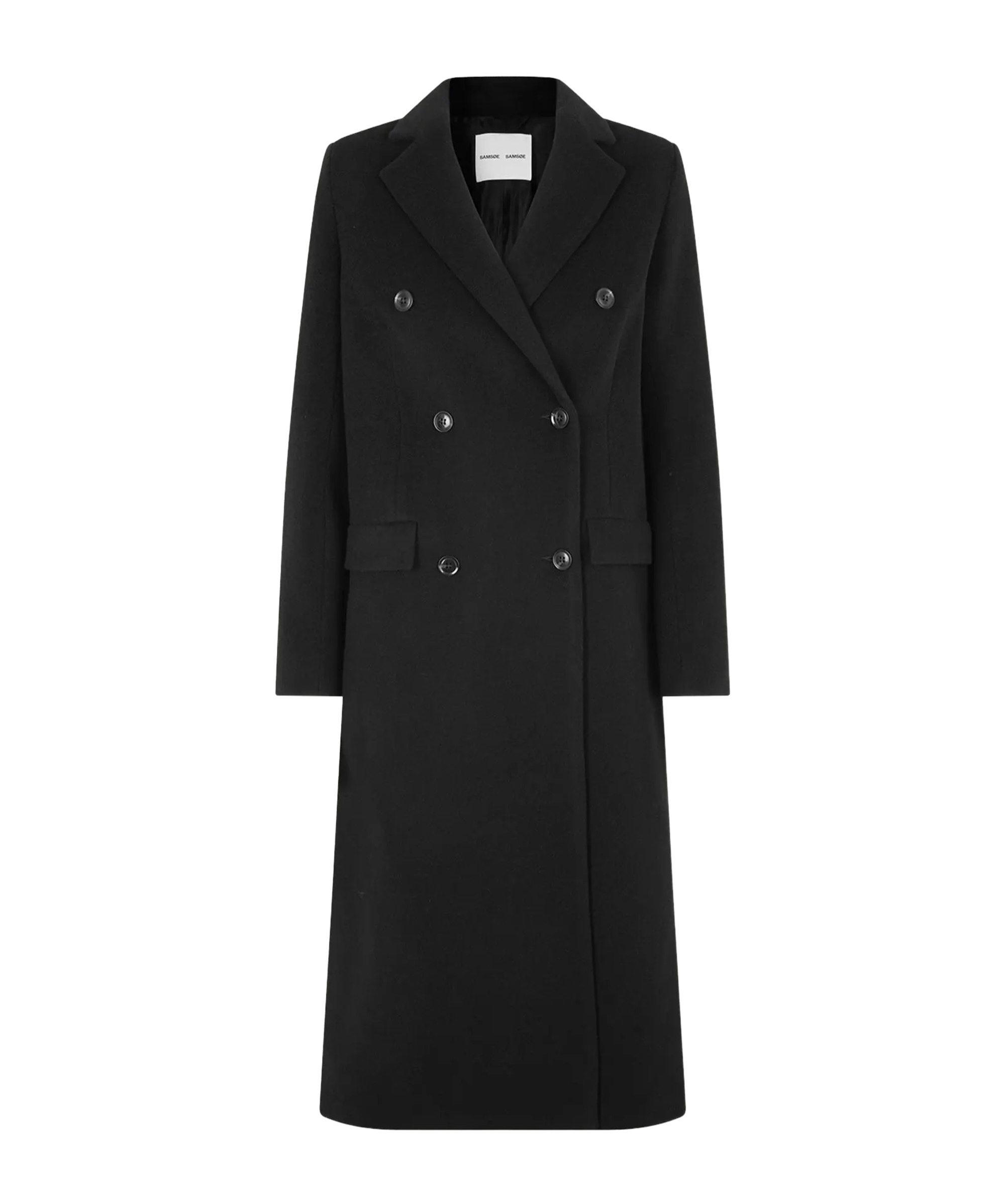Samsoe & Samsoe Falcon Double-breasted Coat In Black
