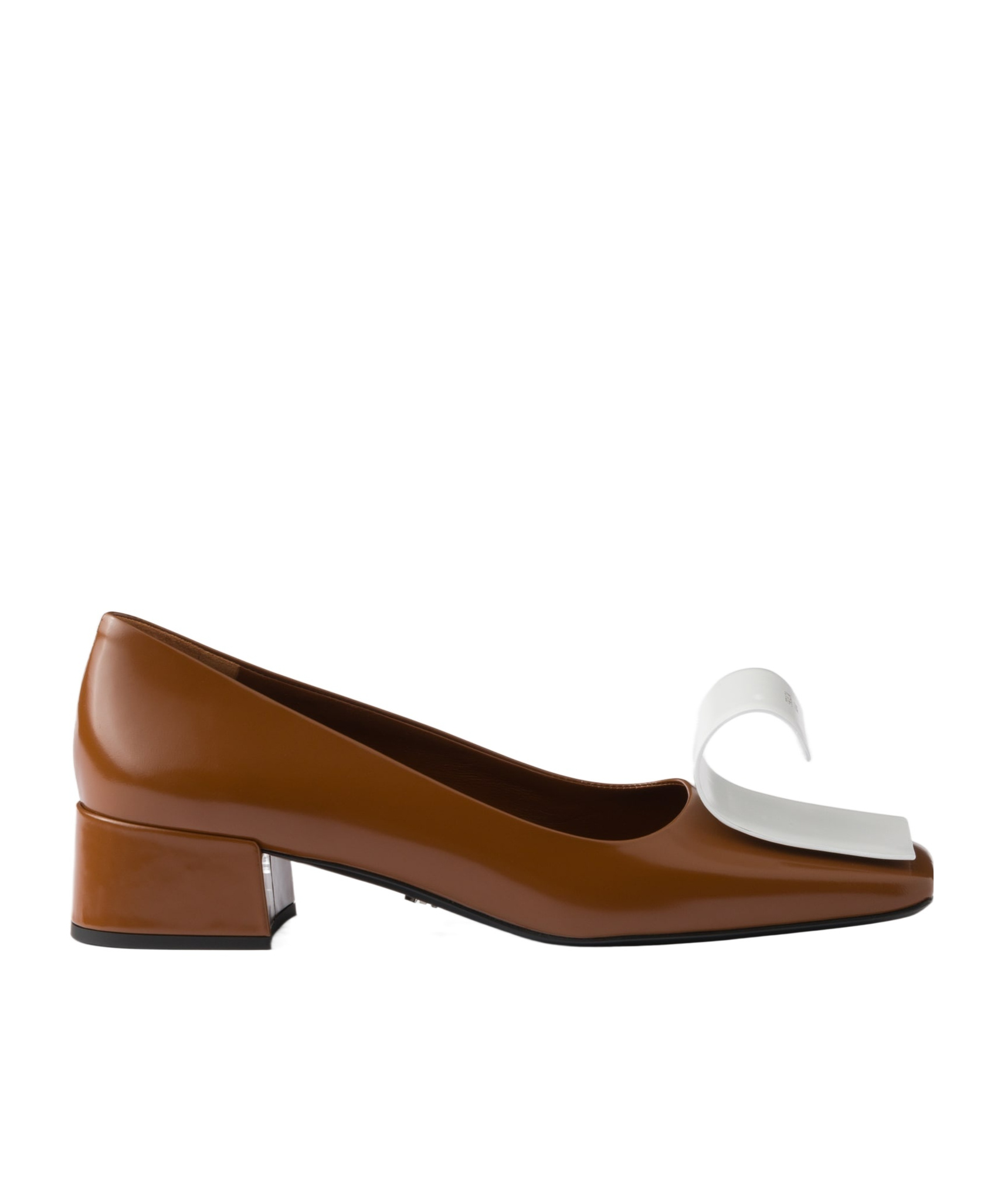 Prada Scarpe Con Tacco In Pelle Bicolor  Donna In Tobacco Color/white