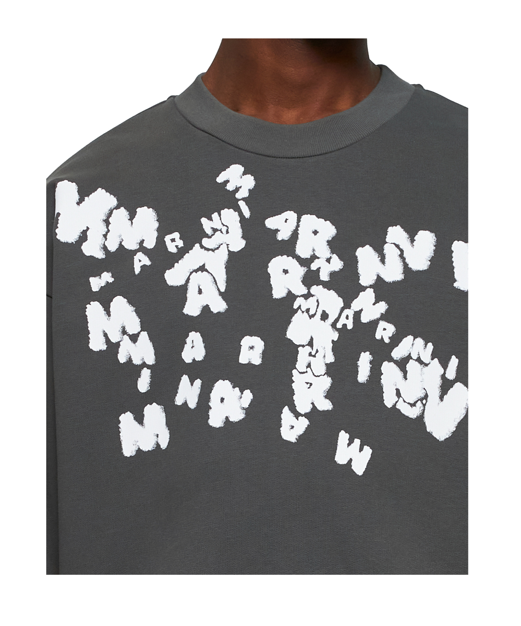 Marni Logo Printed Crewneck Sweatshirt In Black