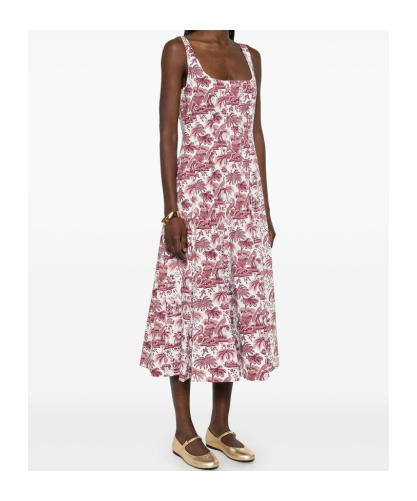 Shop Staud Wells Sleeveless Midi Dress In Pink