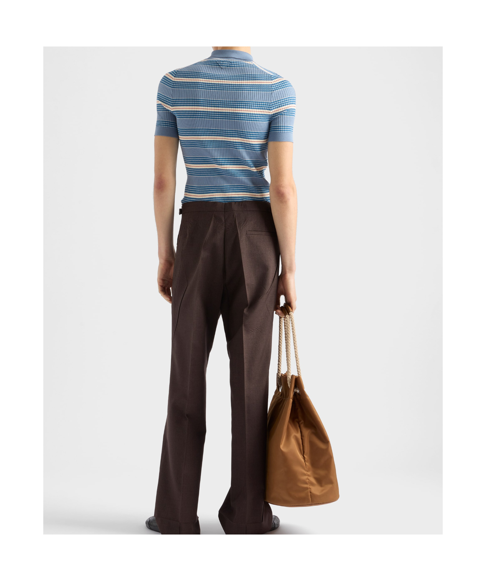 Prada Striped Cotton Polo Shirt In Multi