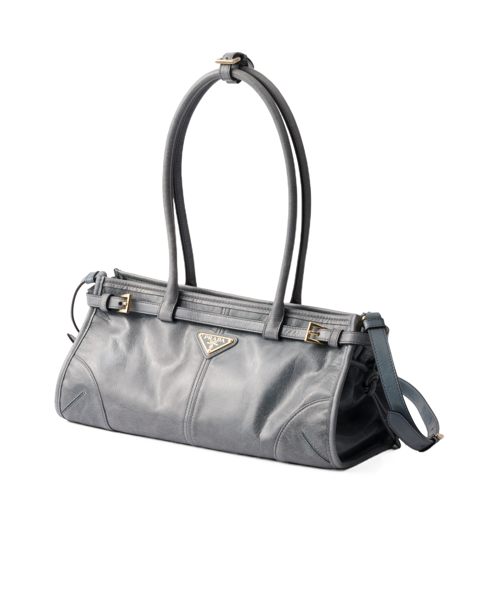 Prada Medium Soft Lux Shoulder Bag In Gray