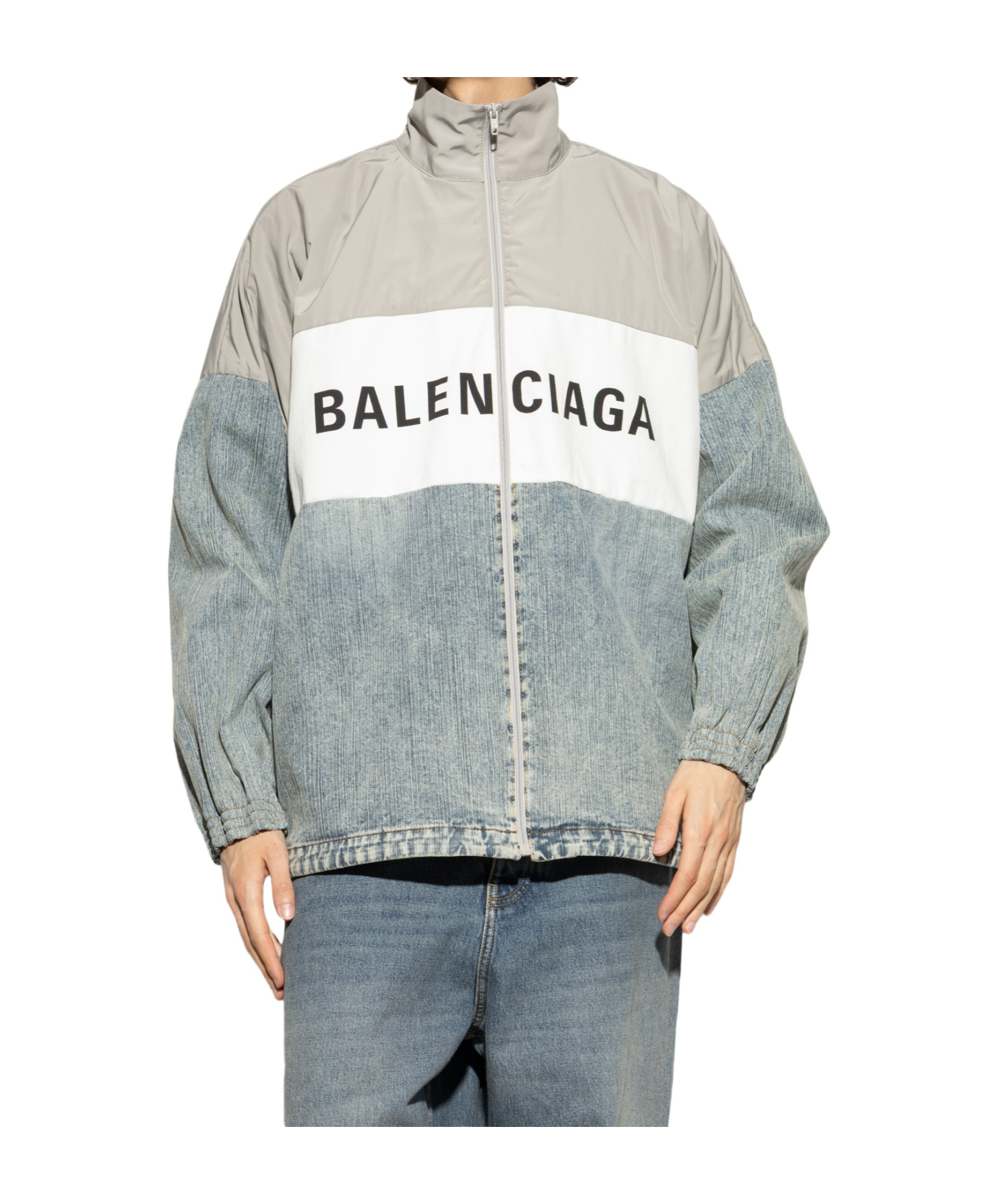 Balenciaga Zip-up Cotton And Polyester Jacket In Gray