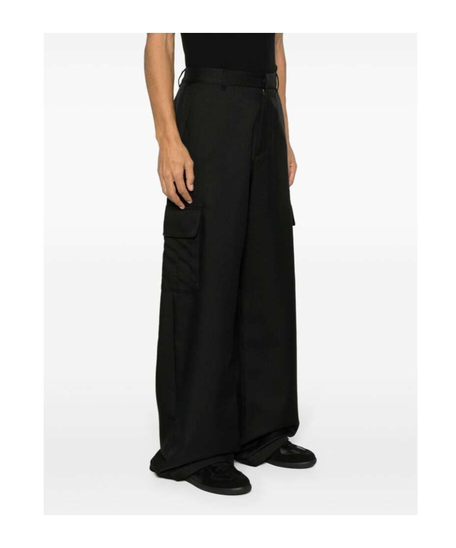 Off-white Ow Embroidery Nylon Cargo Pants In Black