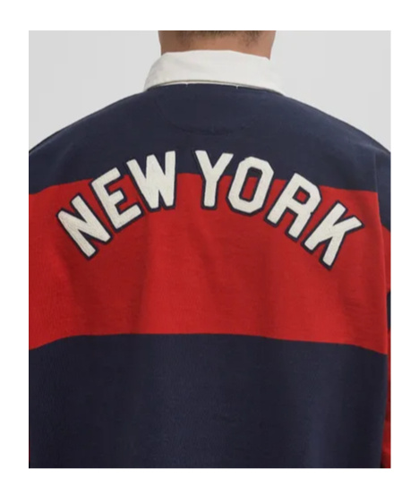 Polo Ralph Lauren Contrast Collar Long Sleeves Striped Pattern In Navy Blue/red