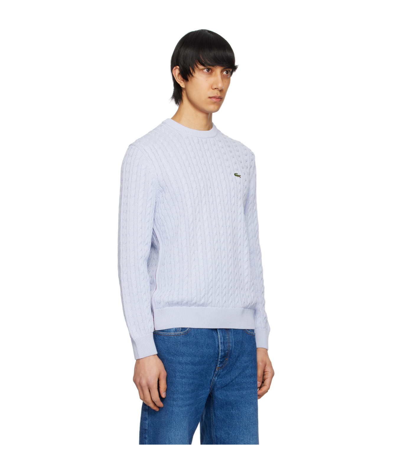 LACOSTE PATCH ROUND NECK SWEATER 