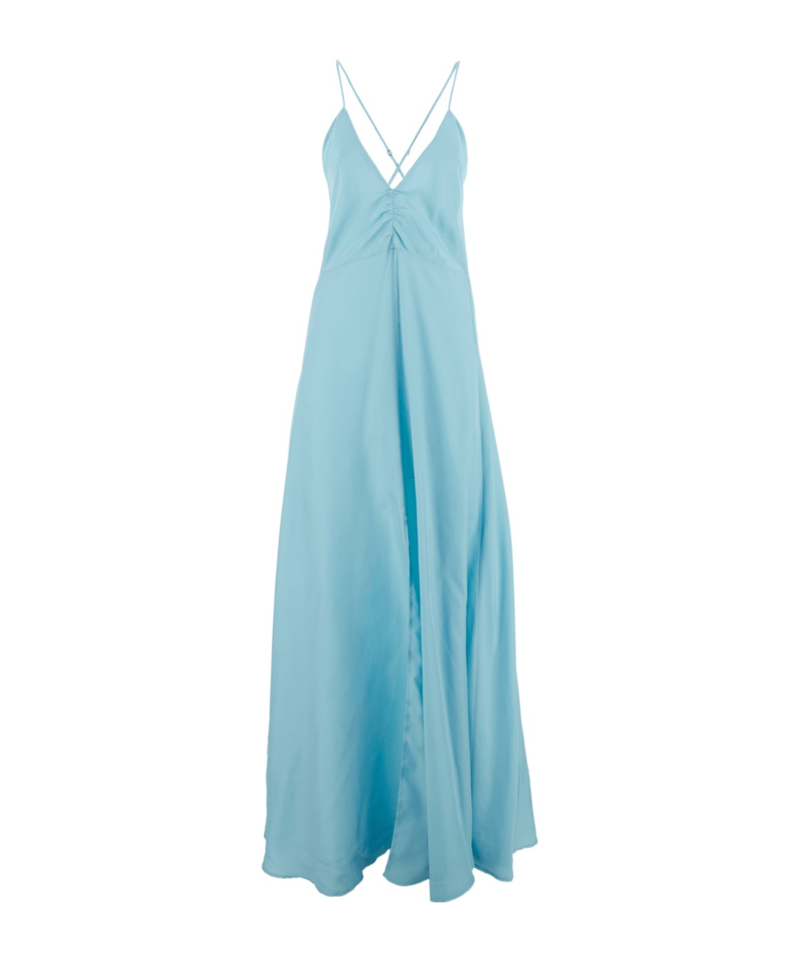 Forte Forte Light Blue Sleeveless Long Dress With Criss-crossed Spaghetti Straps And Rear Button Closure