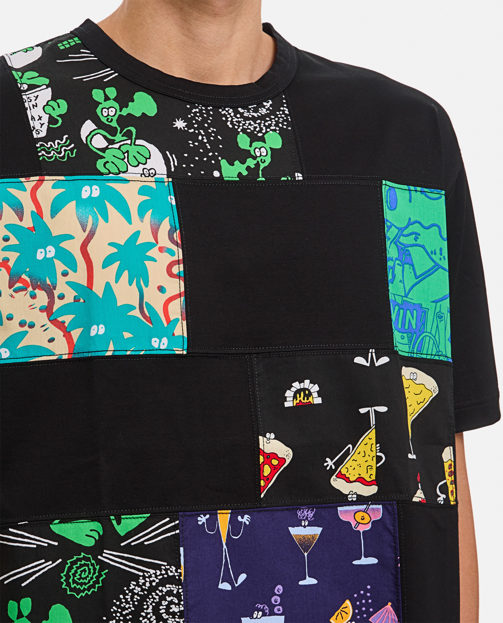 Junya Watanabe Man X Lousy Livin Patchwork Crewneck T-shirt In Black