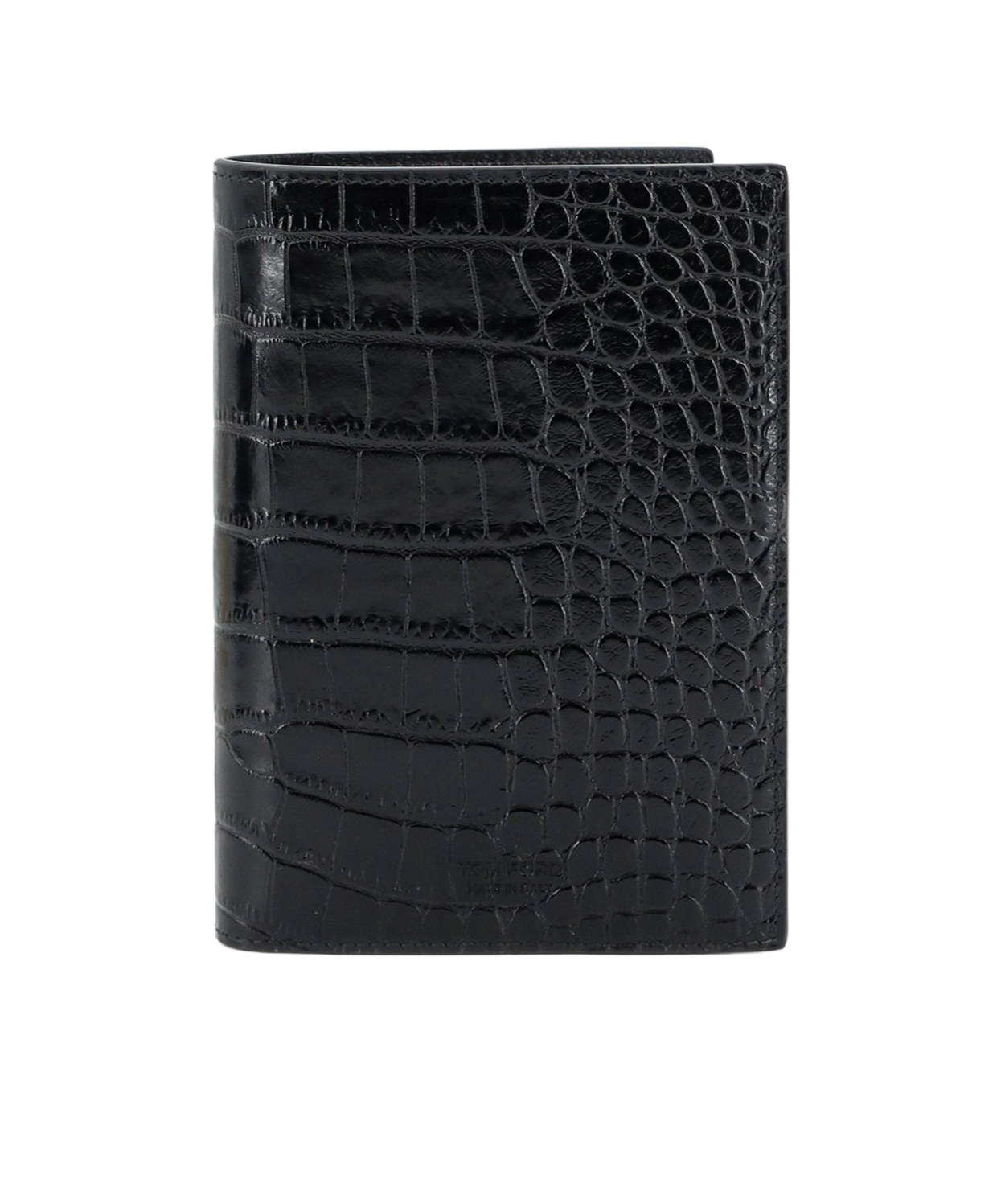 Tom Ford Logo Embossed Exotic Line Passport Holder In Black